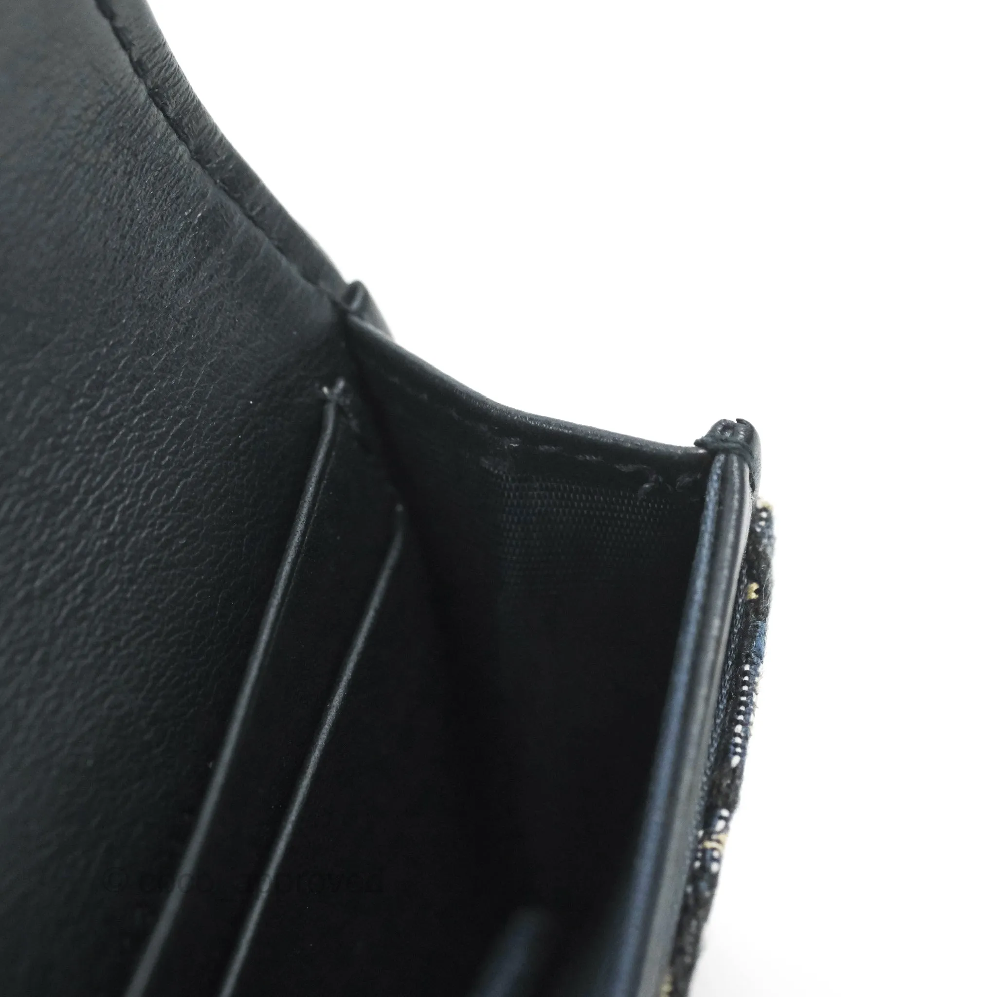 Christian Dior Saddle Flap Card Holder Blue Dior Oblique Jacquard