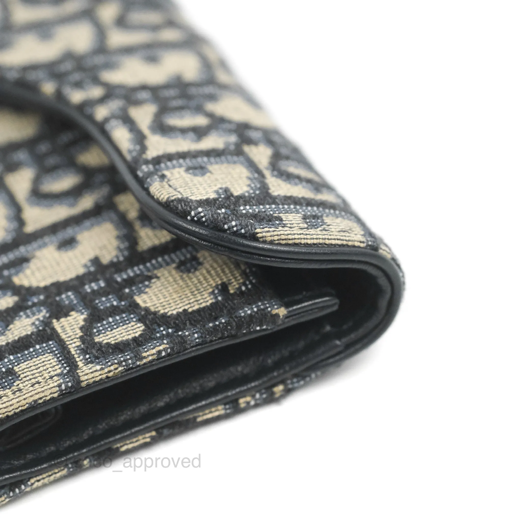 Christian Dior Saddle Flap Card Holder Blue Dior Oblique Jacquard