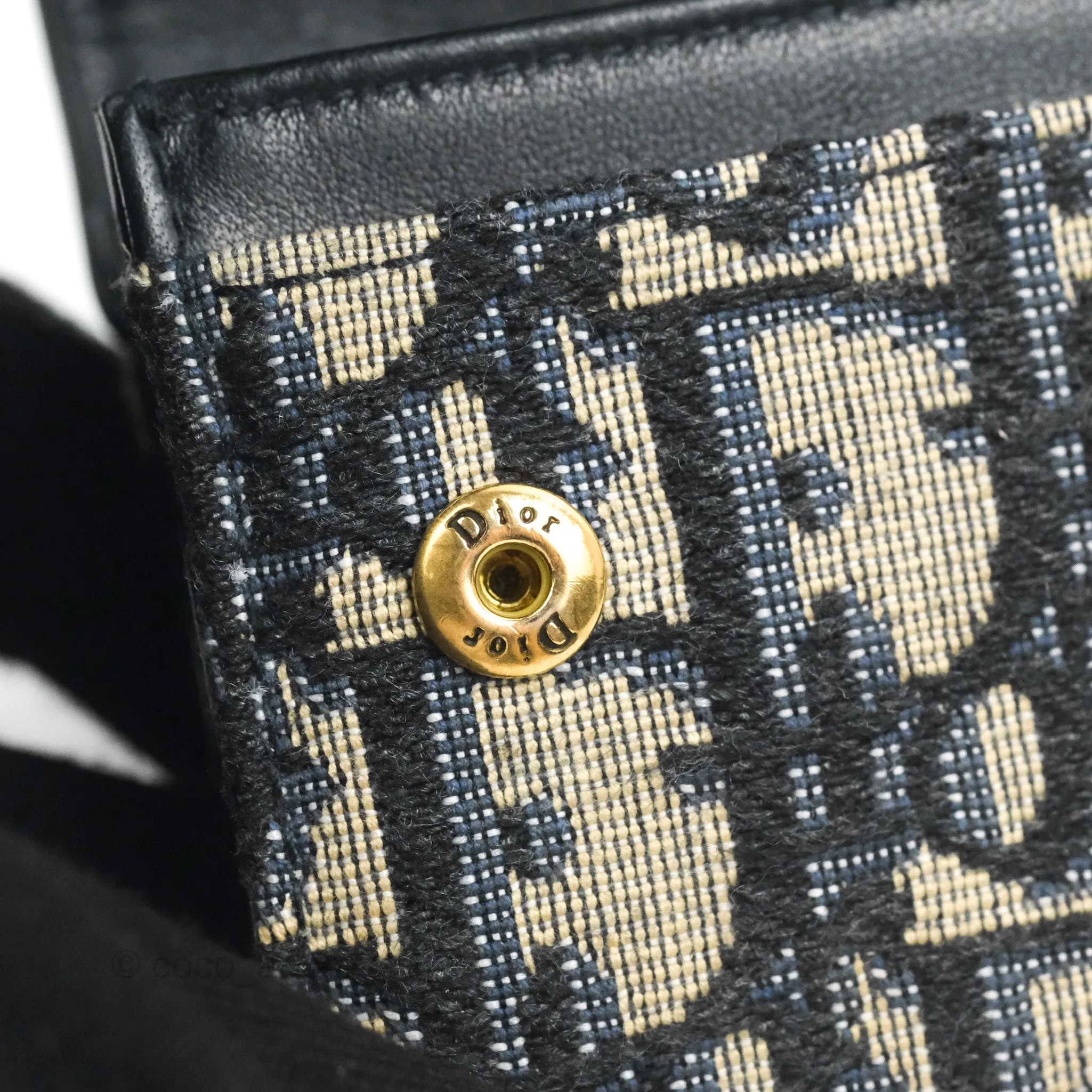 Christian Dior Saddle Flap Card Holder Blue Dior Oblique Jacquard