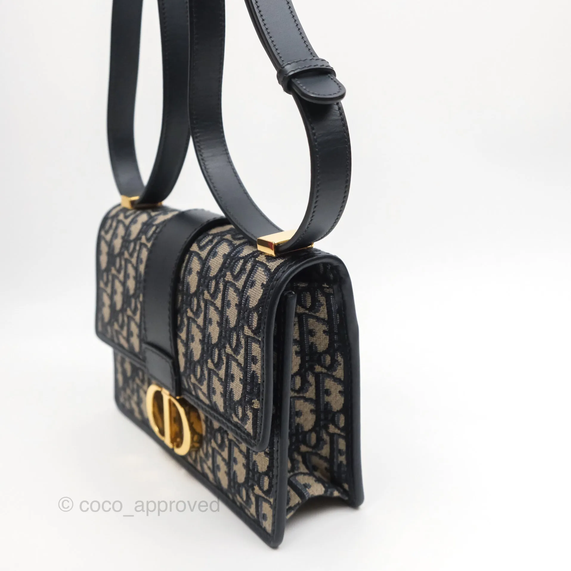 Christian Dior Small 30 Montaigne Bag Blue Dior Oblique Jacquard