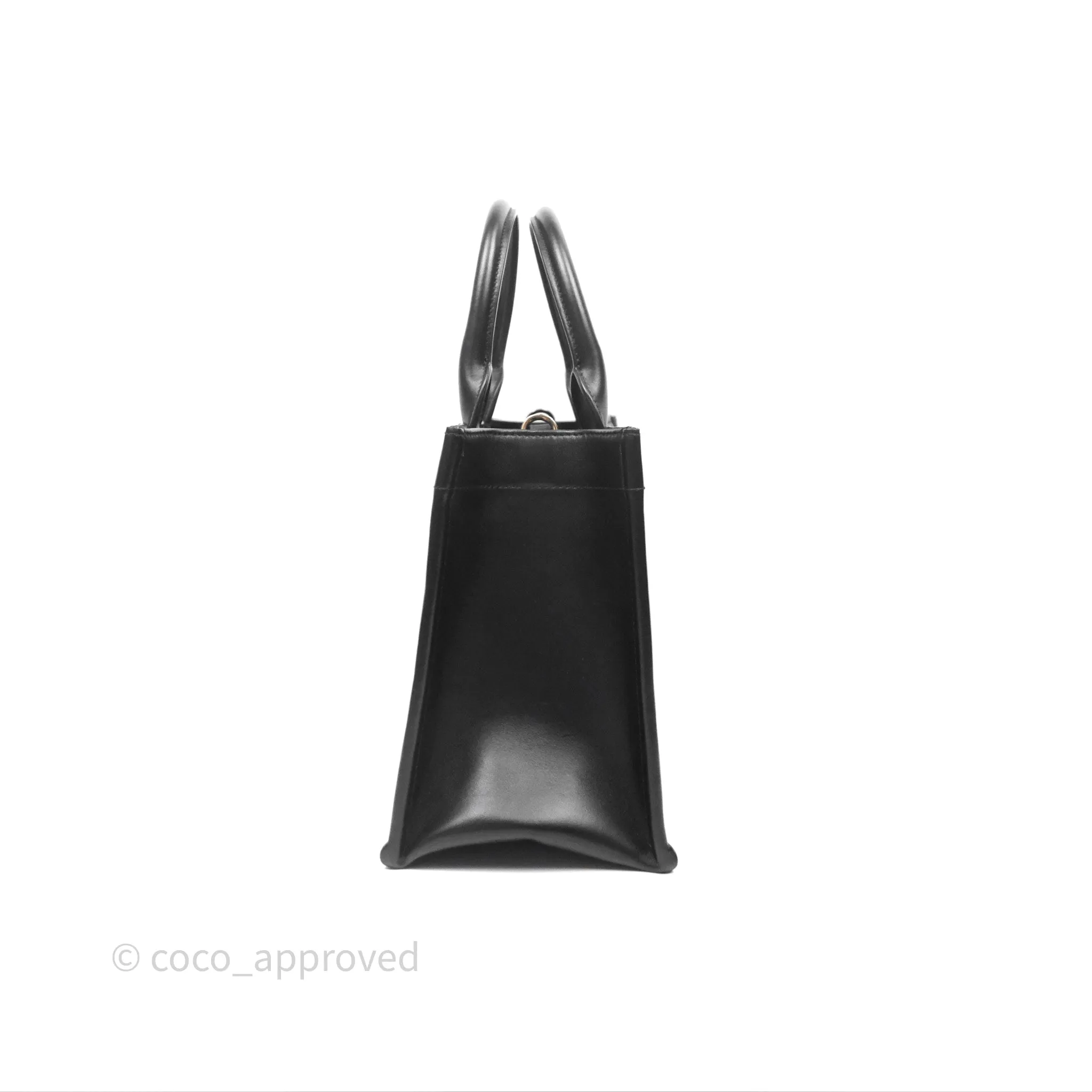 Christian Dior Small Dior Book Tote Black Macrocannage Calfskin Gold Hardware