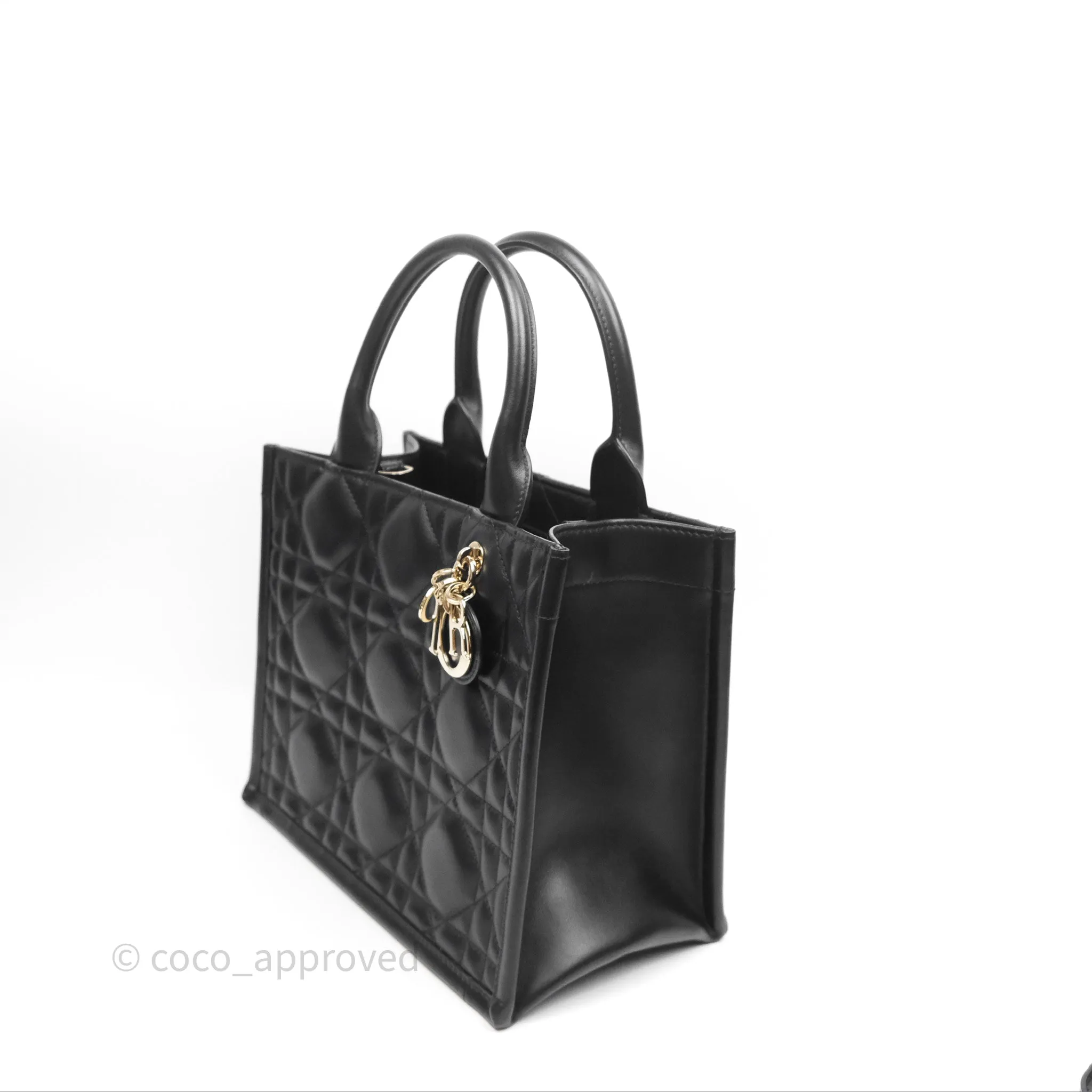 Christian Dior Small Dior Book Tote Black Macrocannage Calfskin Gold Hardware