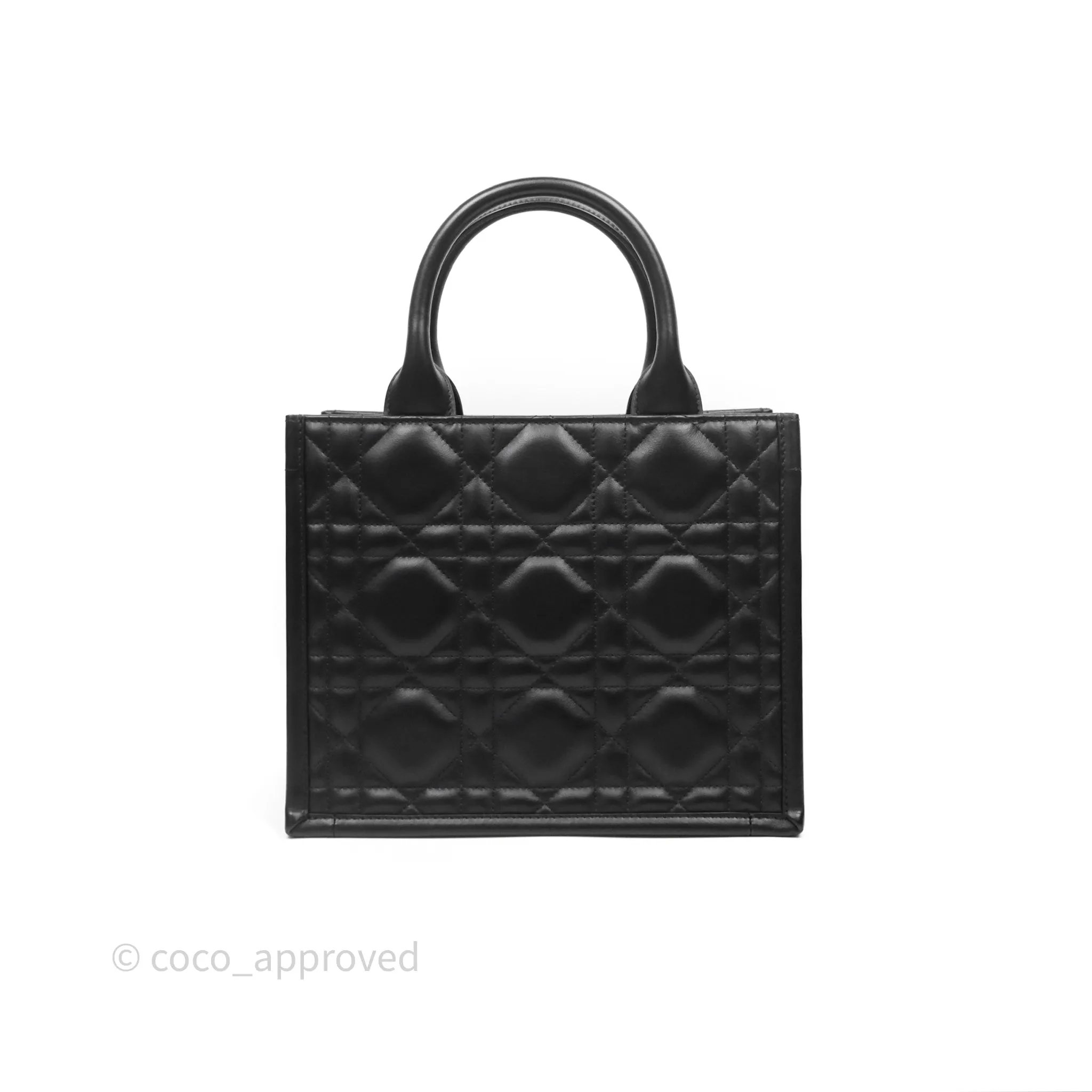 Christian Dior Small Dior Book Tote Black Macrocannage Calfskin Gold Hardware