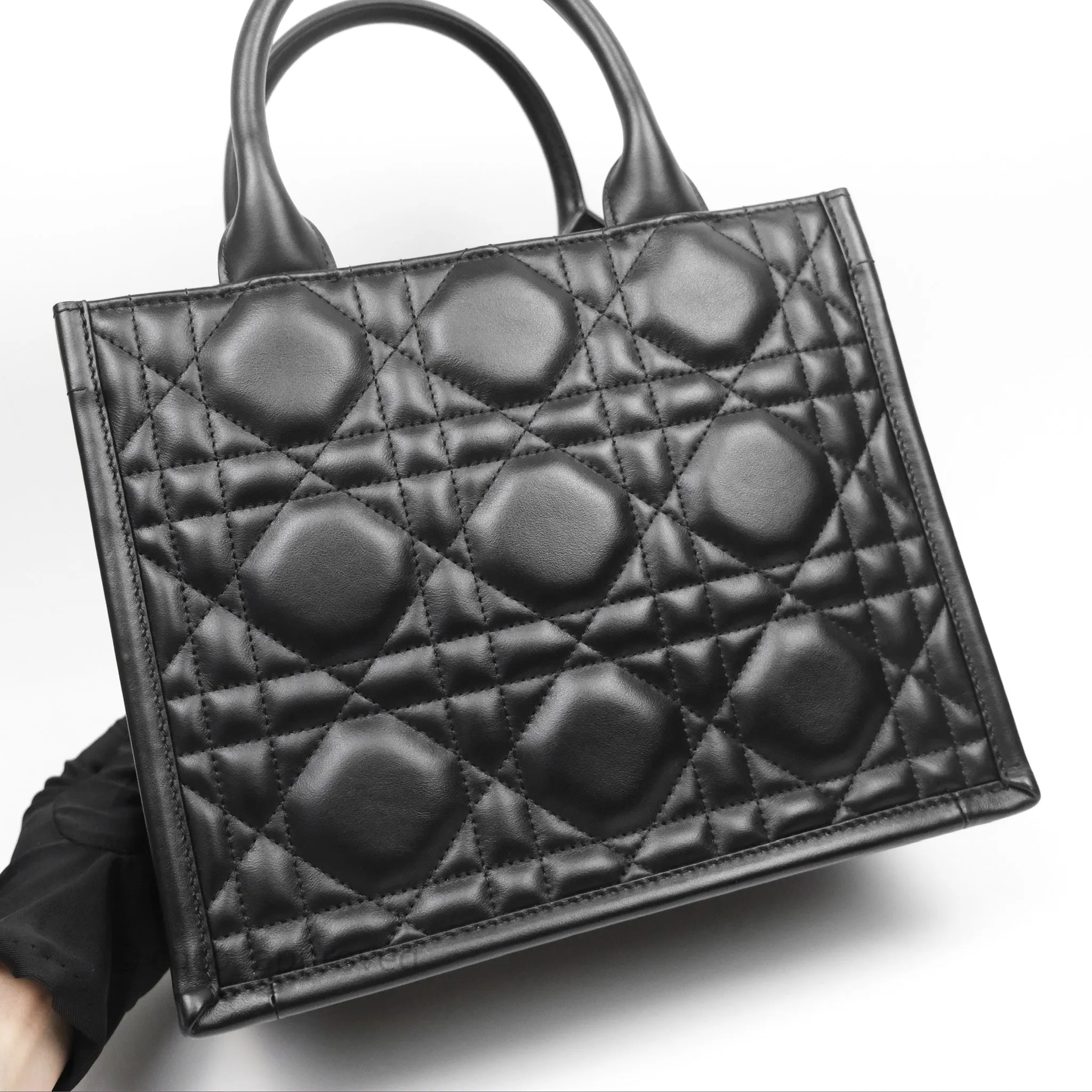 Christian Dior Small Dior Book Tote Black Macrocannage Calfskin Gold Hardware
