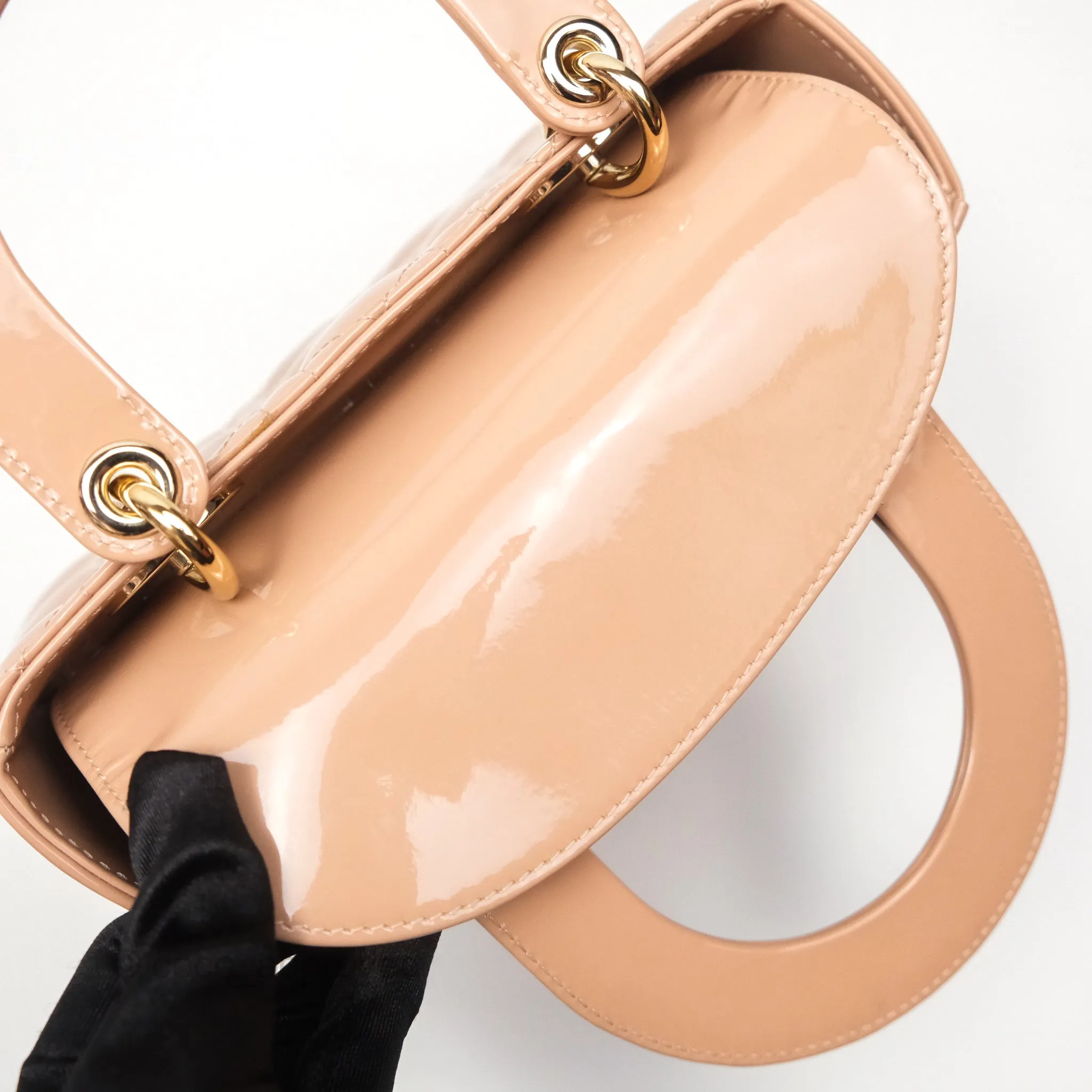 Christian Dior Small Lady Dior My ABCDior Beige Patent Gold Hardware