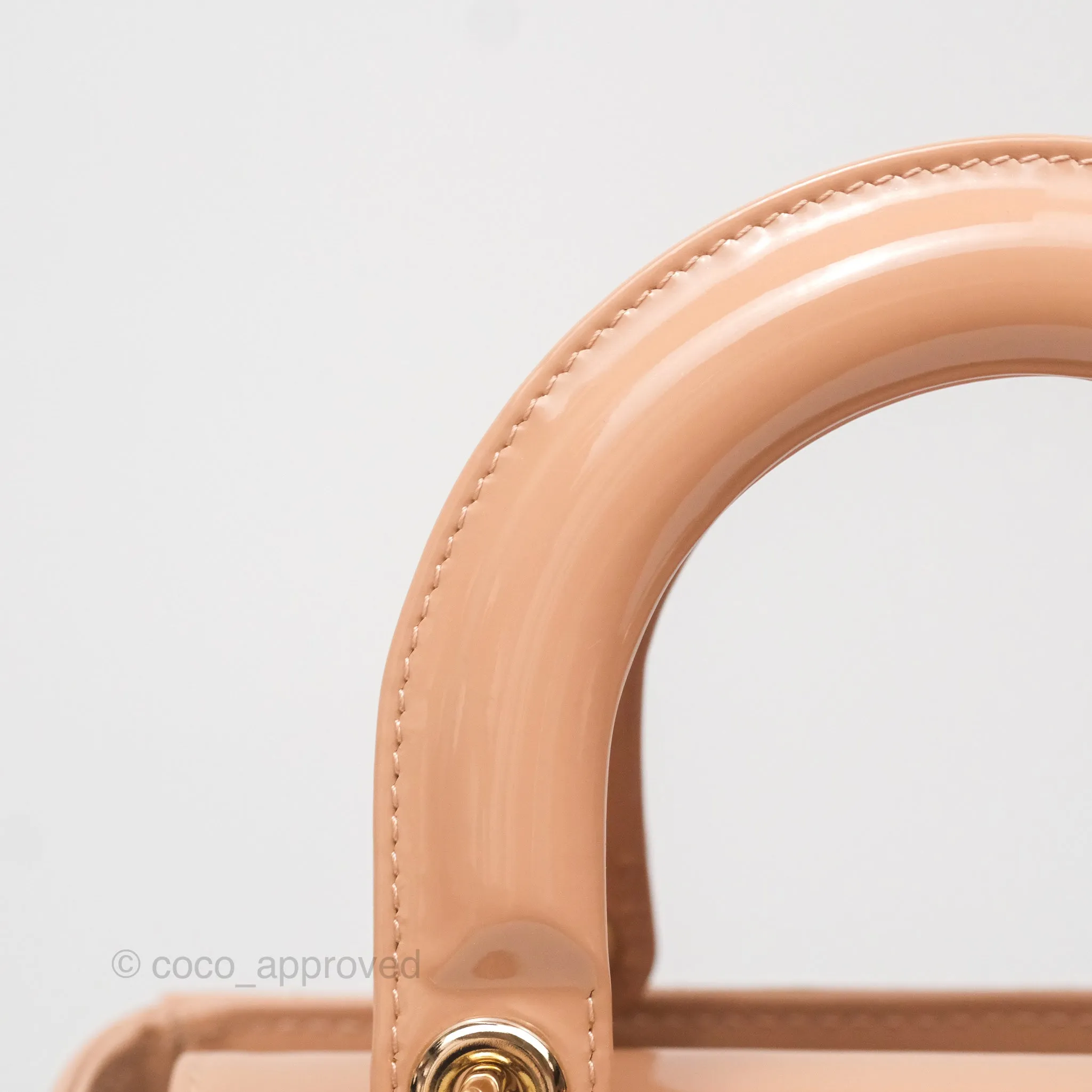 Christian Dior Small Lady Dior My ABCDior Beige Patent Gold Hardware