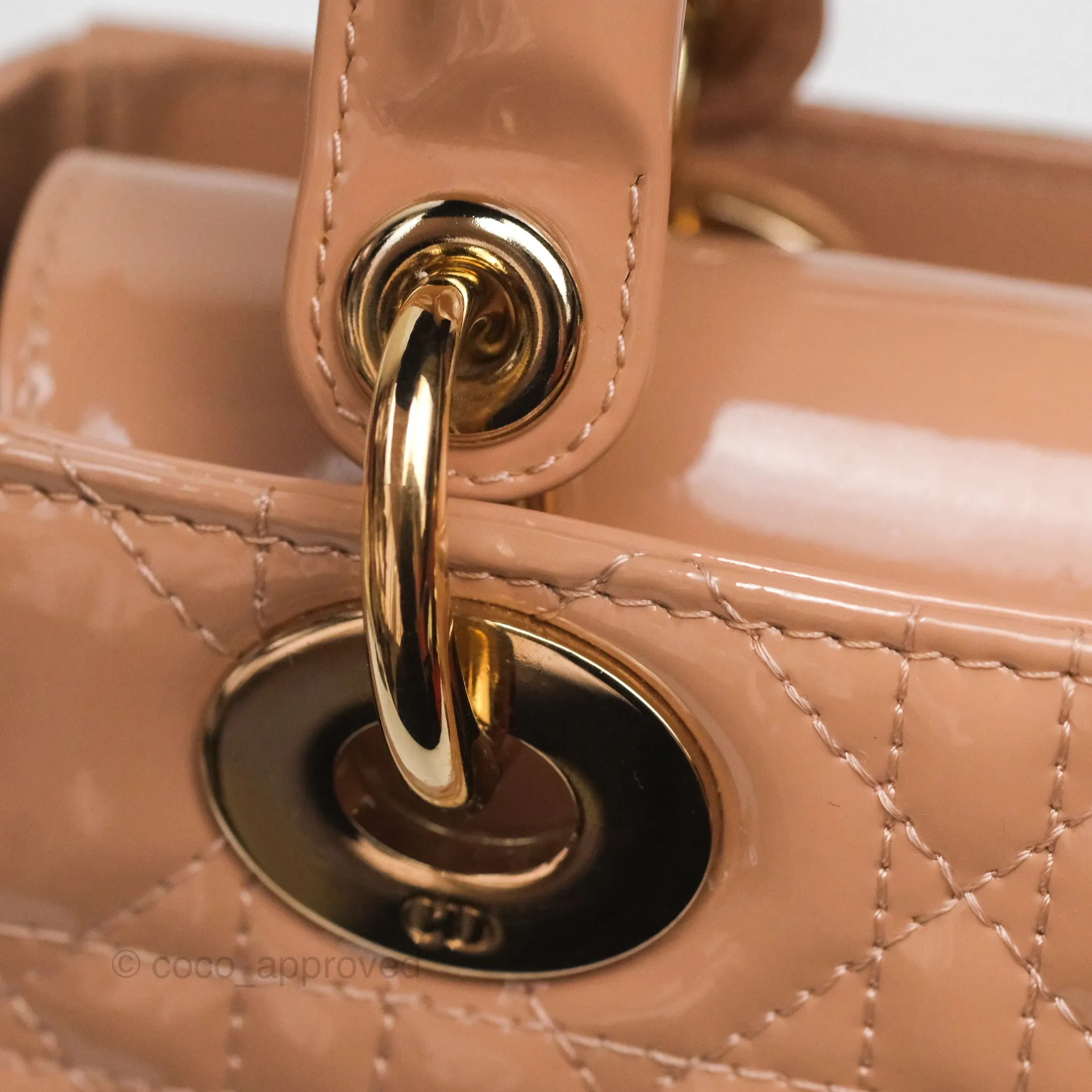 Christian Dior Small Lady Dior My ABCDior Beige Patent Gold Hardware