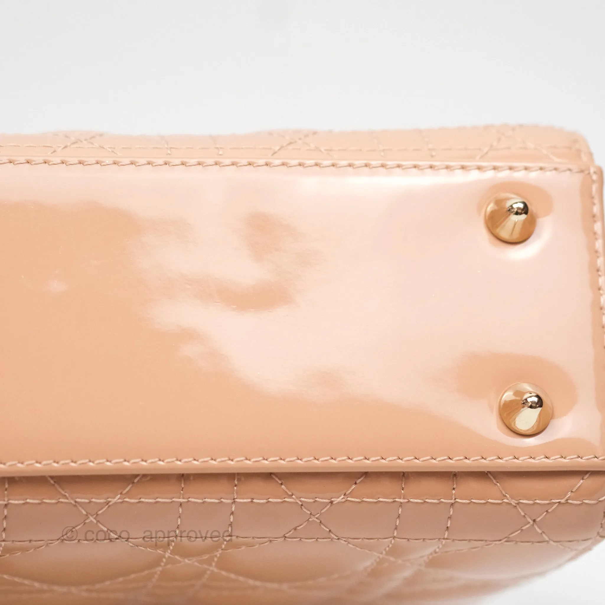 Christian Dior Small Lady Dior My ABCDior Beige Patent Gold Hardware