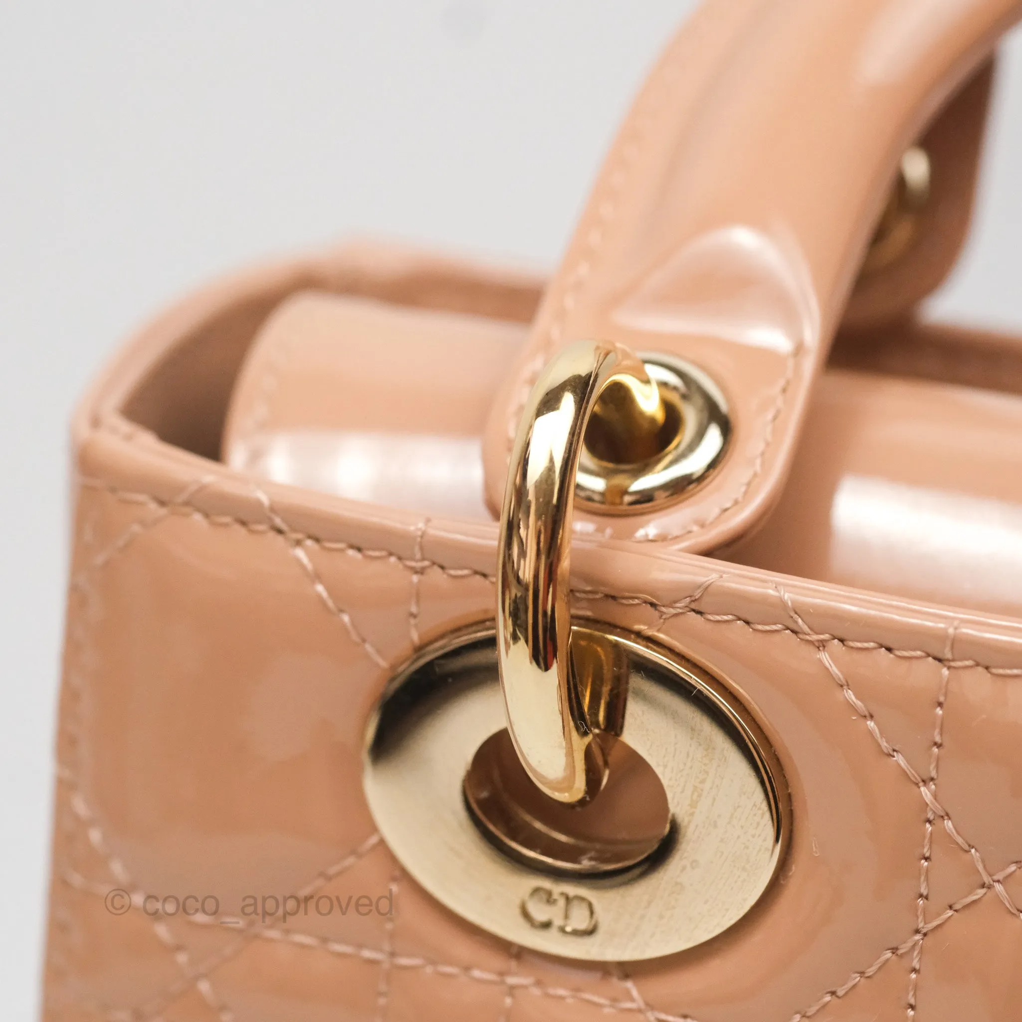 Christian Dior Small Lady Dior My ABCDior Beige Patent Gold Hardware