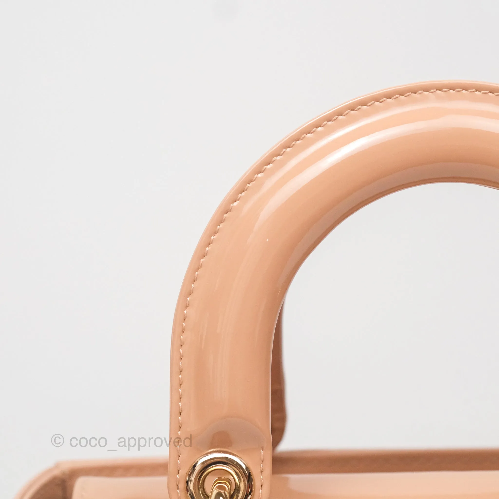 Christian Dior Small Lady Dior My ABCDior Beige Patent Gold Hardware