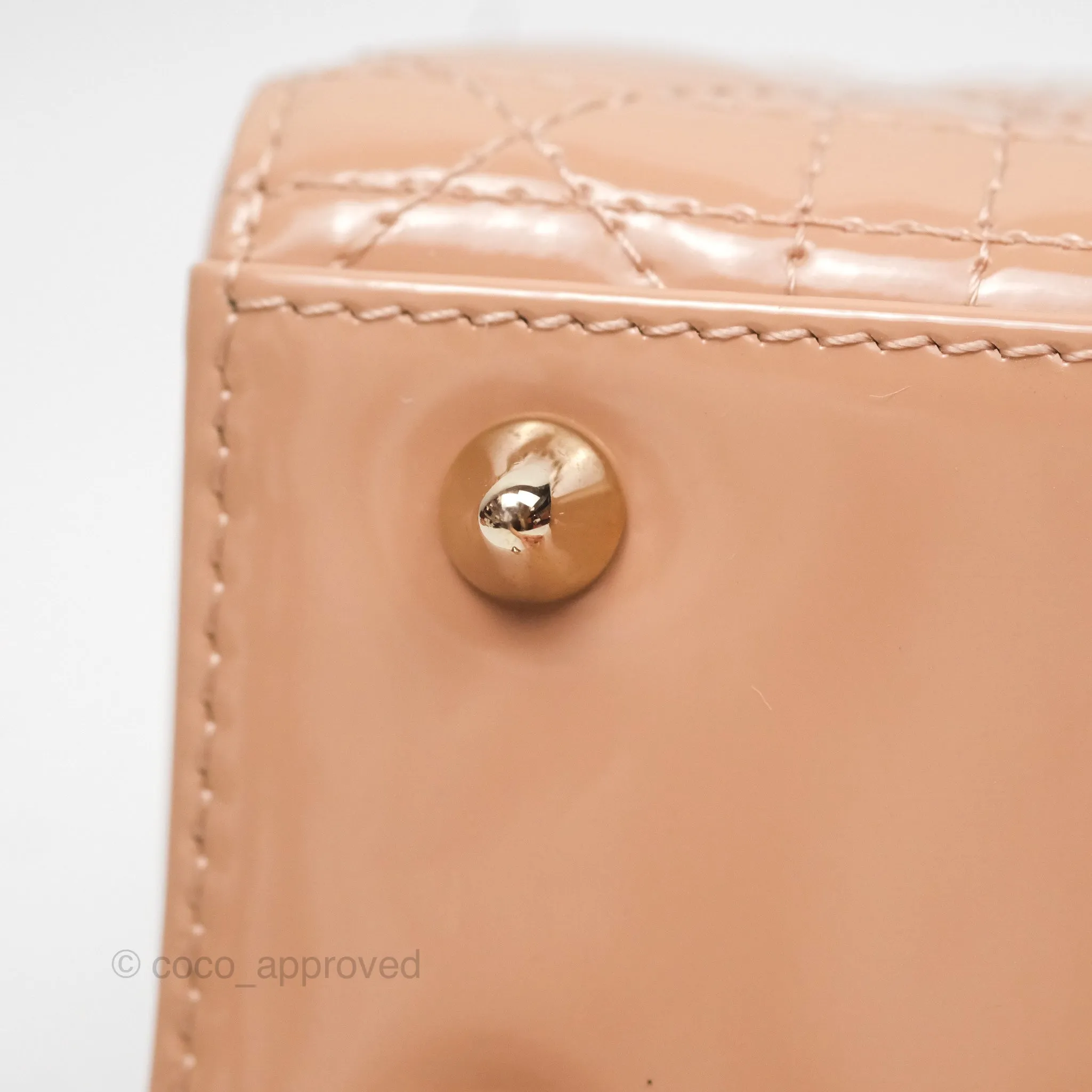 Christian Dior Small Lady Dior My ABCDior Beige Patent Gold Hardware