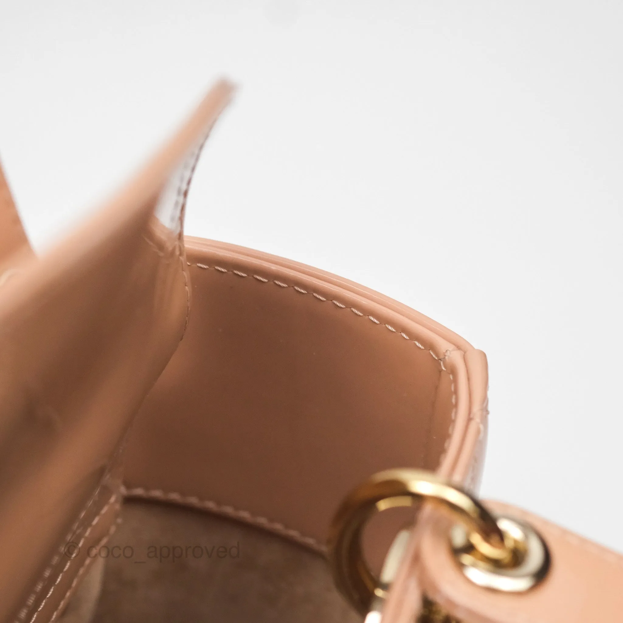 Christian Dior Small Lady Dior My ABCDior Beige Patent Gold Hardware