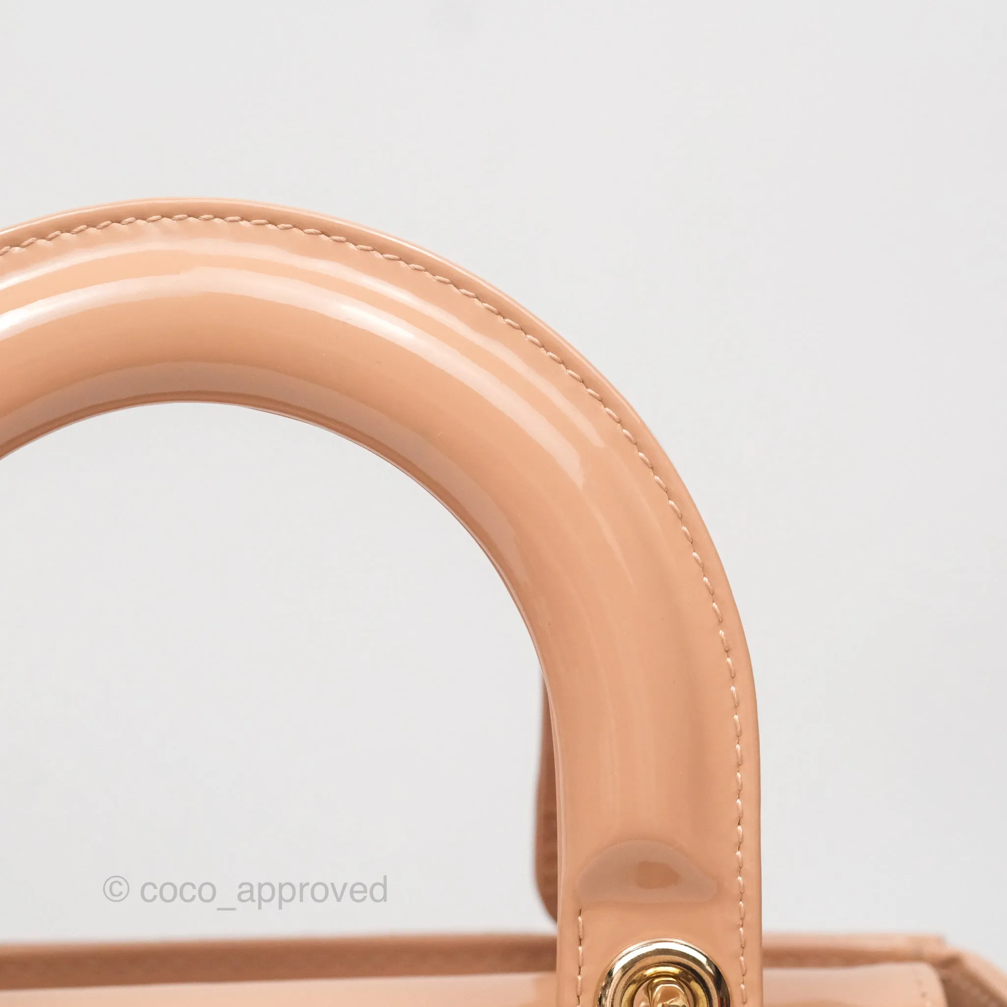 Christian Dior Small Lady Dior My ABCDior Beige Patent Gold Hardware