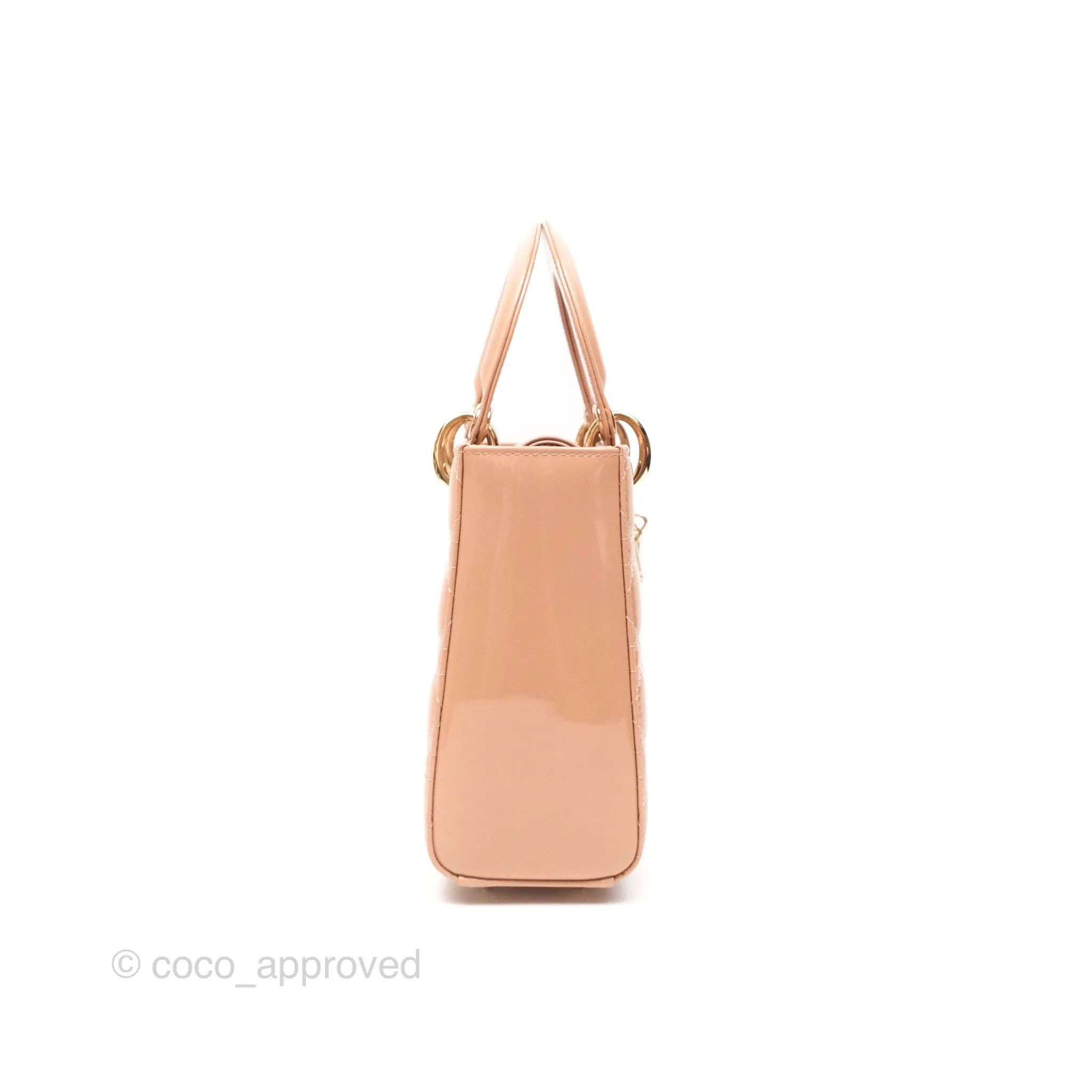 Christian Dior Small Lady Dior My ABCDior Beige Patent Gold Hardware