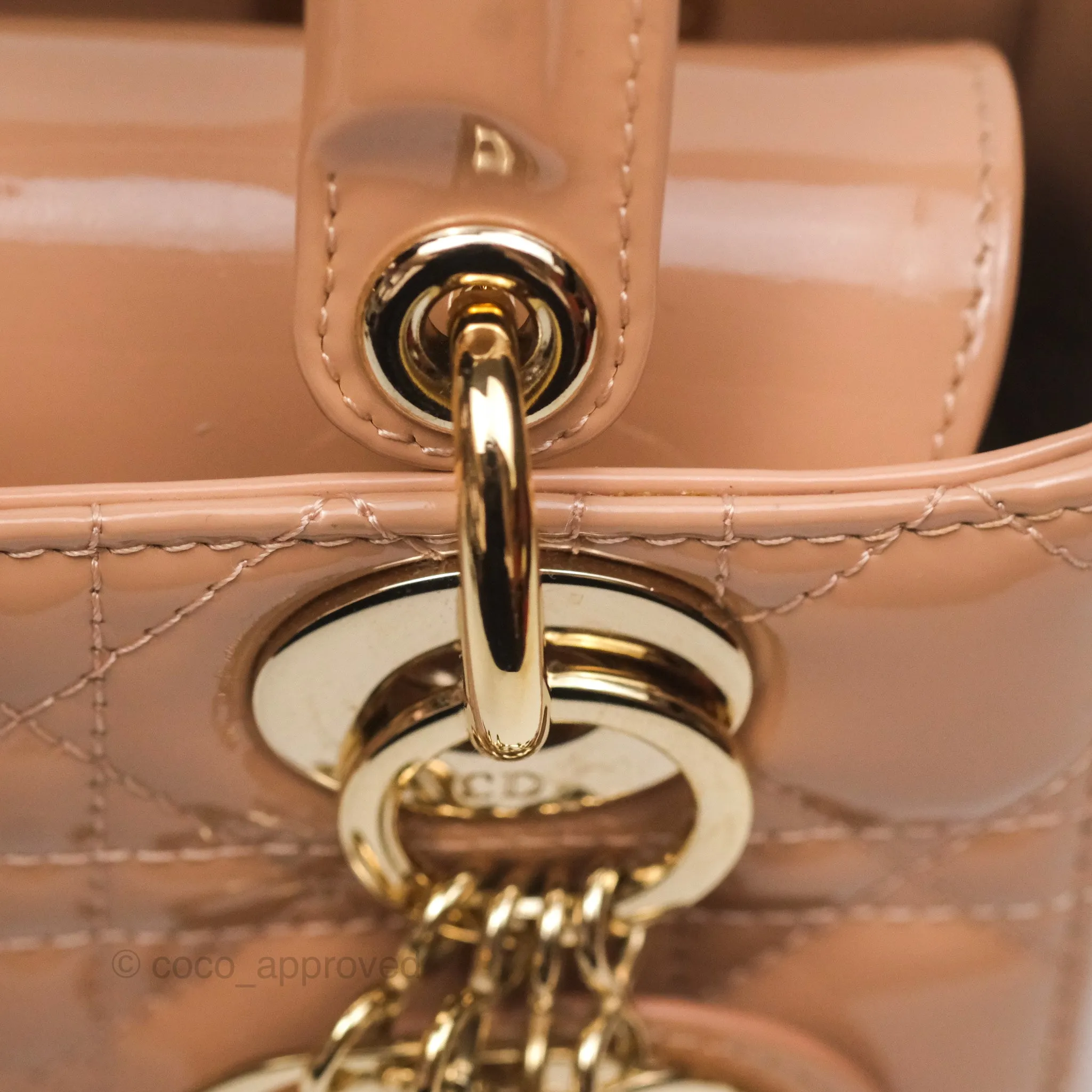 Christian Dior Small Lady Dior My ABCDior Beige Patent Gold Hardware