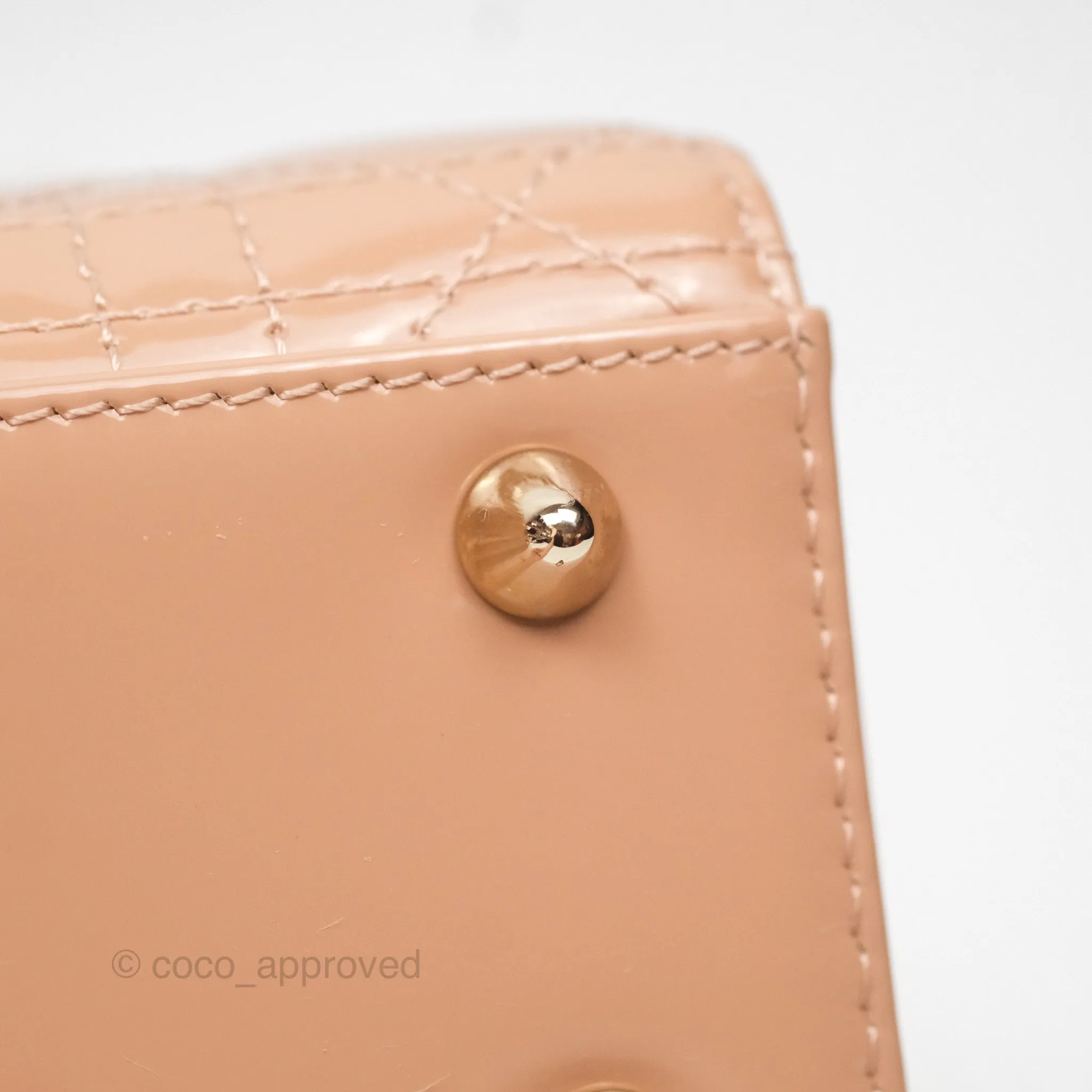 Christian Dior Small Lady Dior My ABCDior Beige Patent Gold Hardware