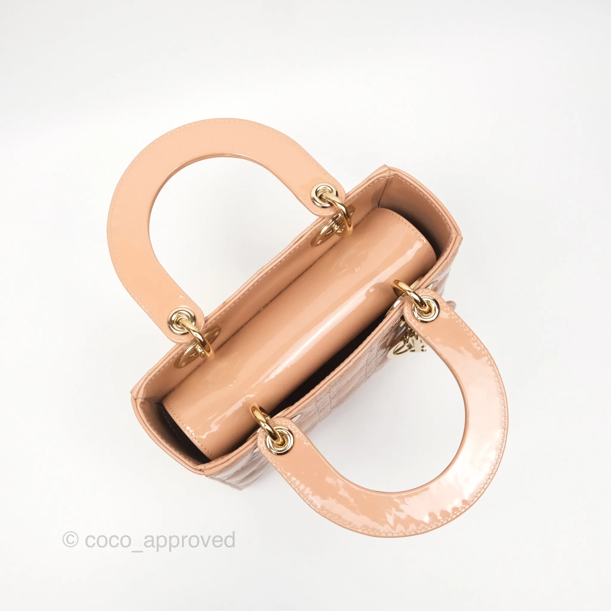 Christian Dior Small Lady Dior My ABCDior Beige Patent Gold Hardware