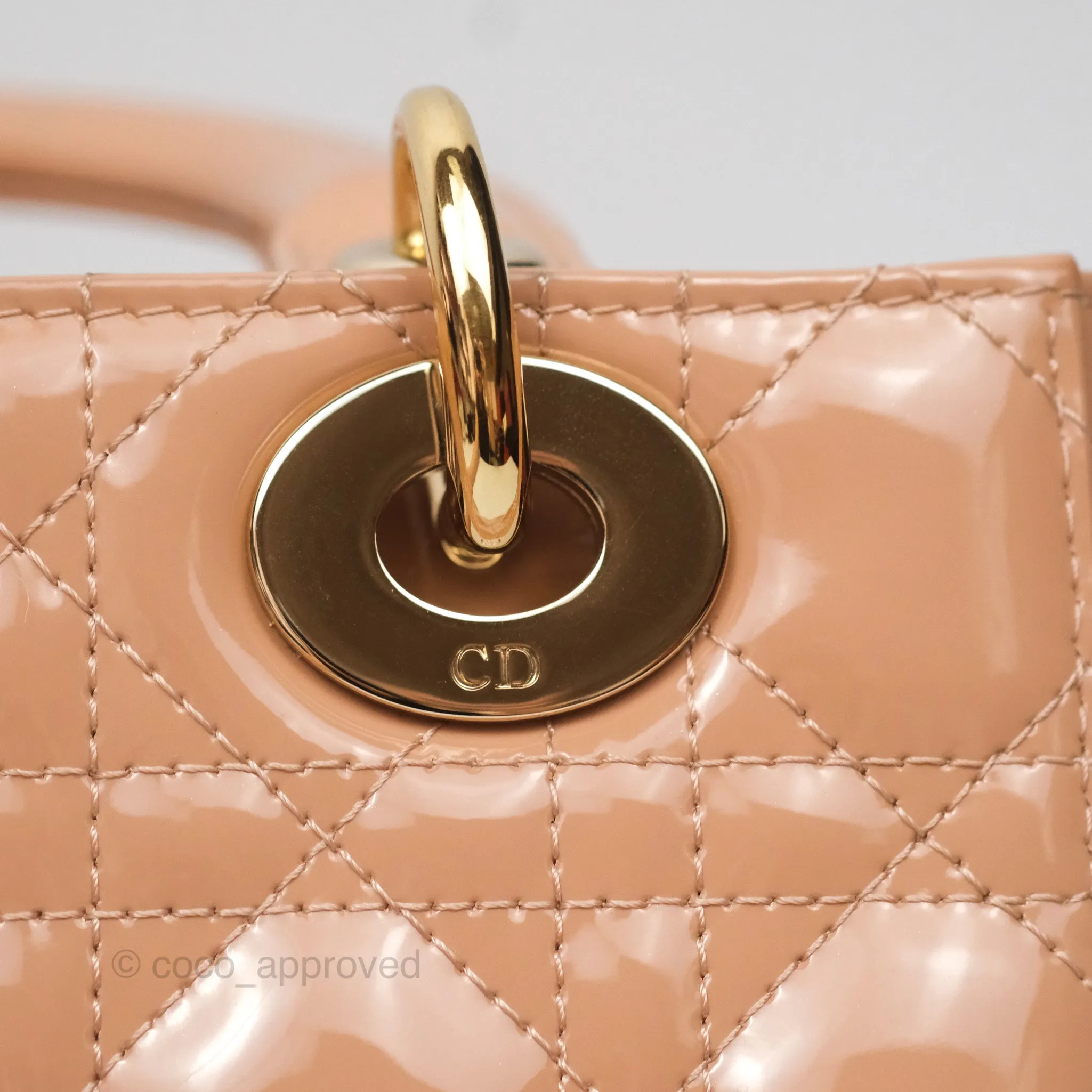 Christian Dior Small Lady Dior My ABCDior Beige Patent Gold Hardware