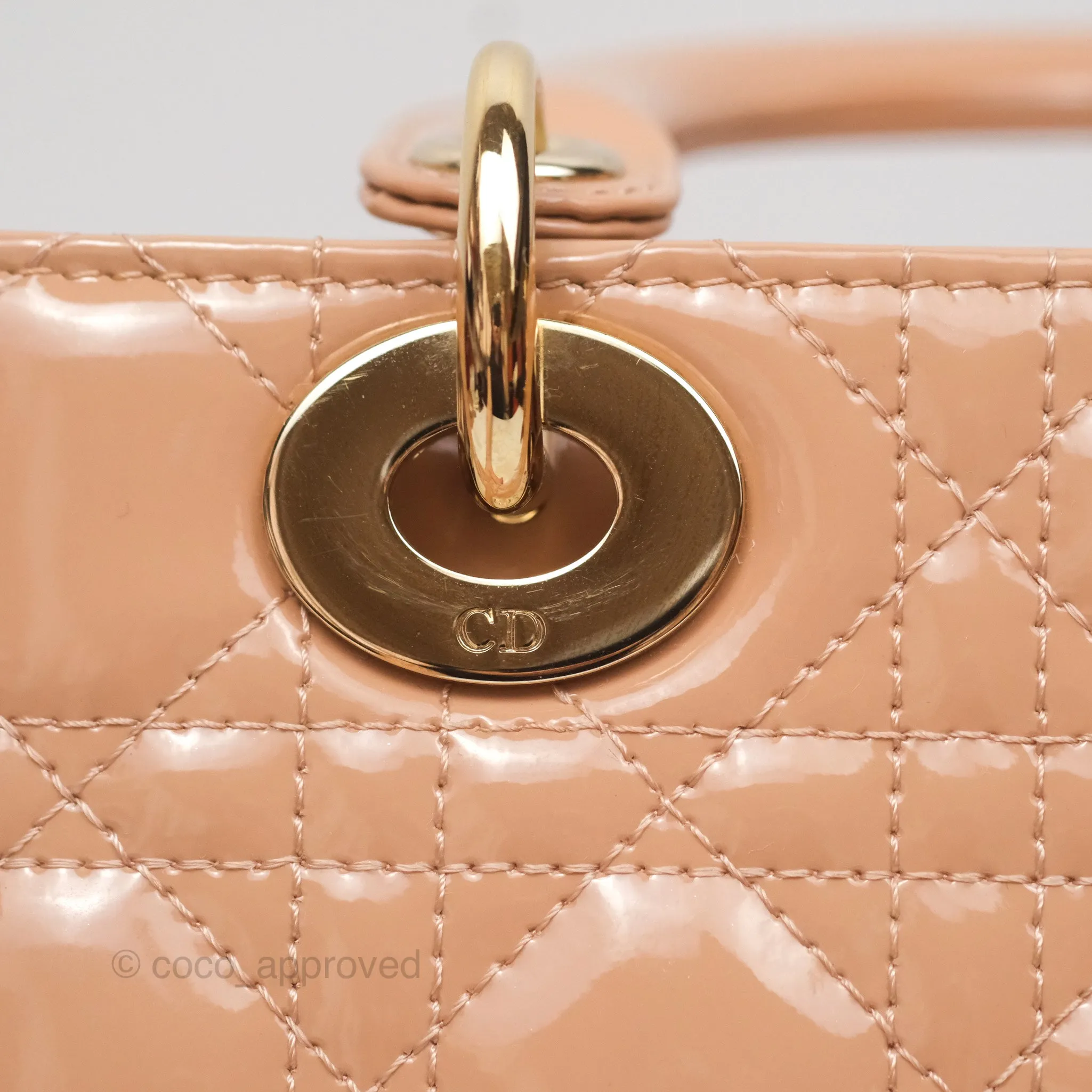Christian Dior Small Lady Dior My ABCDior Beige Patent Gold Hardware