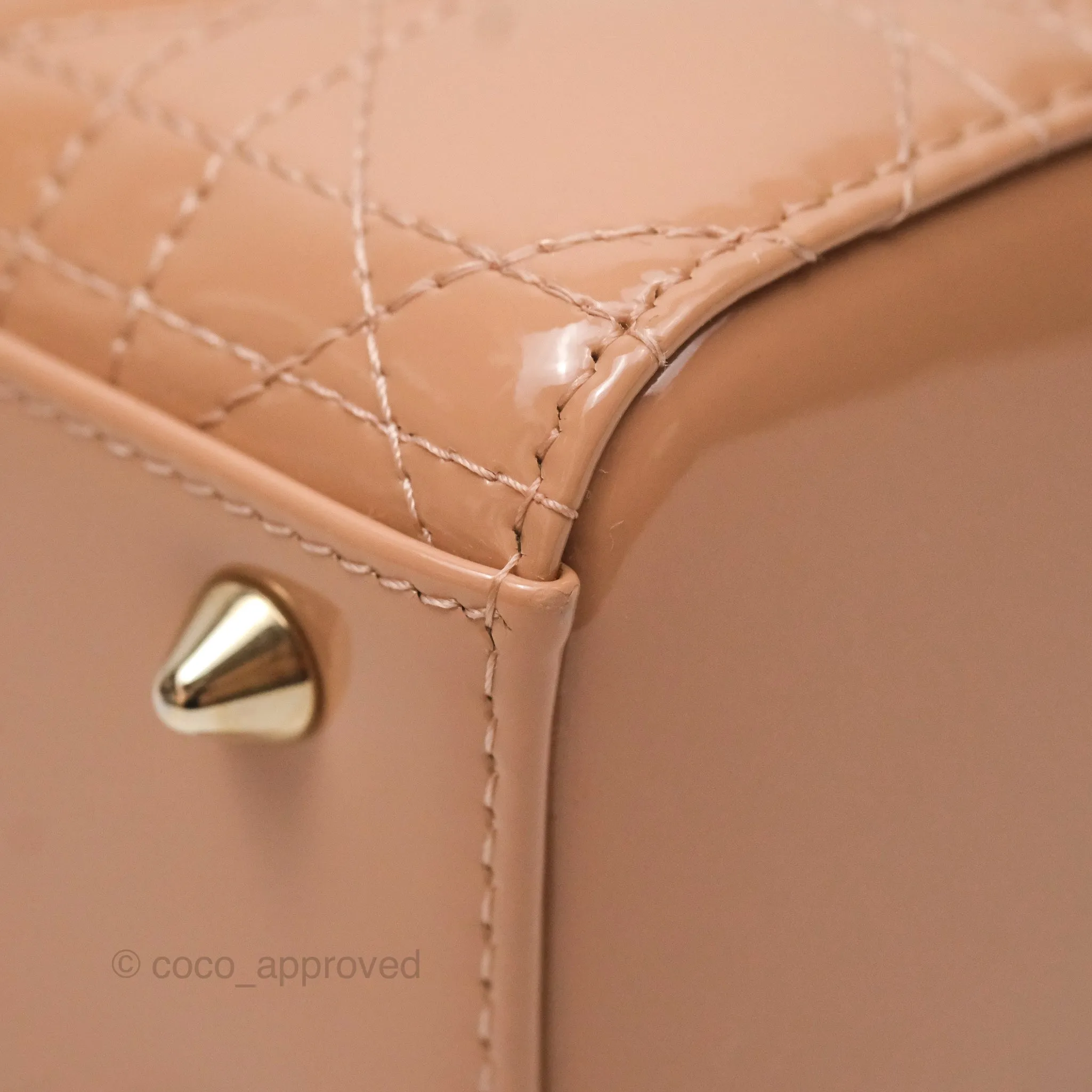 Christian Dior Small Lady Dior My ABCDior Beige Patent Gold Hardware