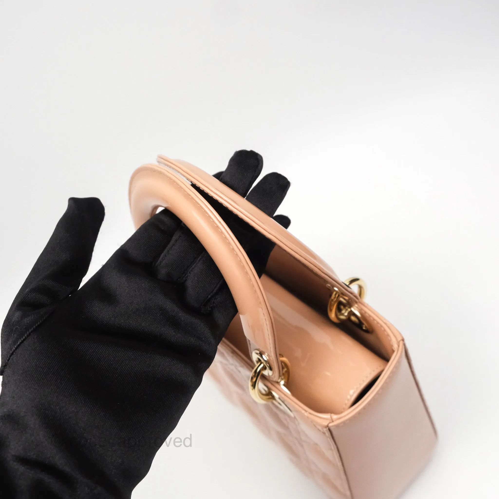 Christian Dior Small Lady Dior My ABCDior Beige Patent Gold Hardware