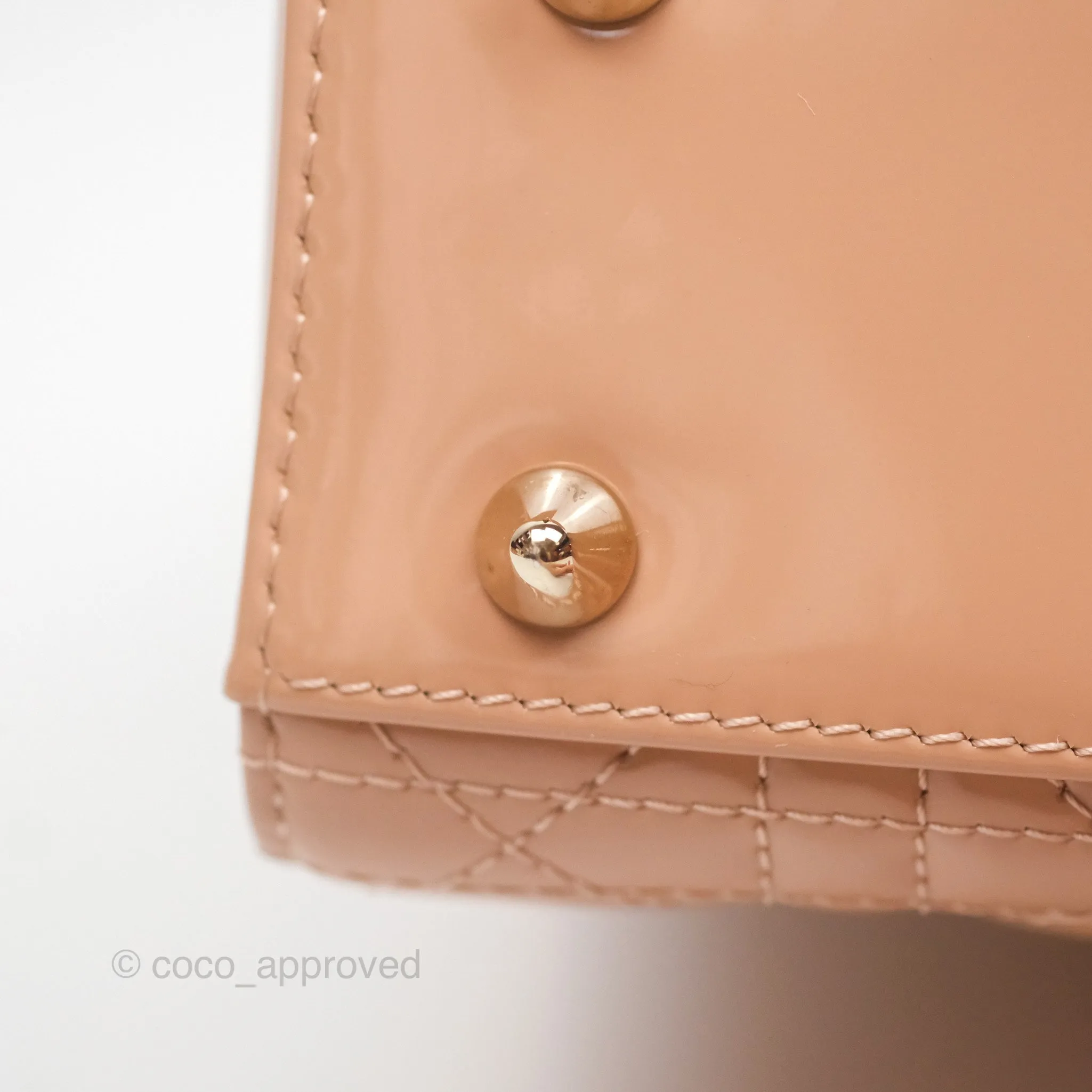 Christian Dior Small Lady Dior My ABCDior Beige Patent Gold Hardware