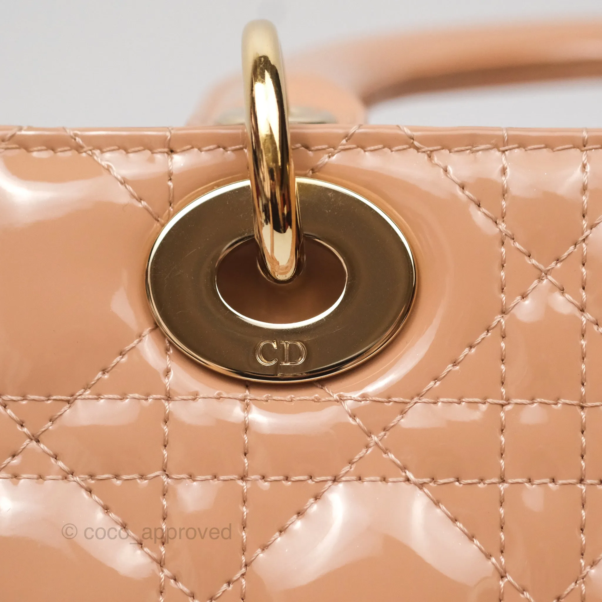 Christian Dior Small Lady Dior My ABCDior Beige Patent Gold Hardware