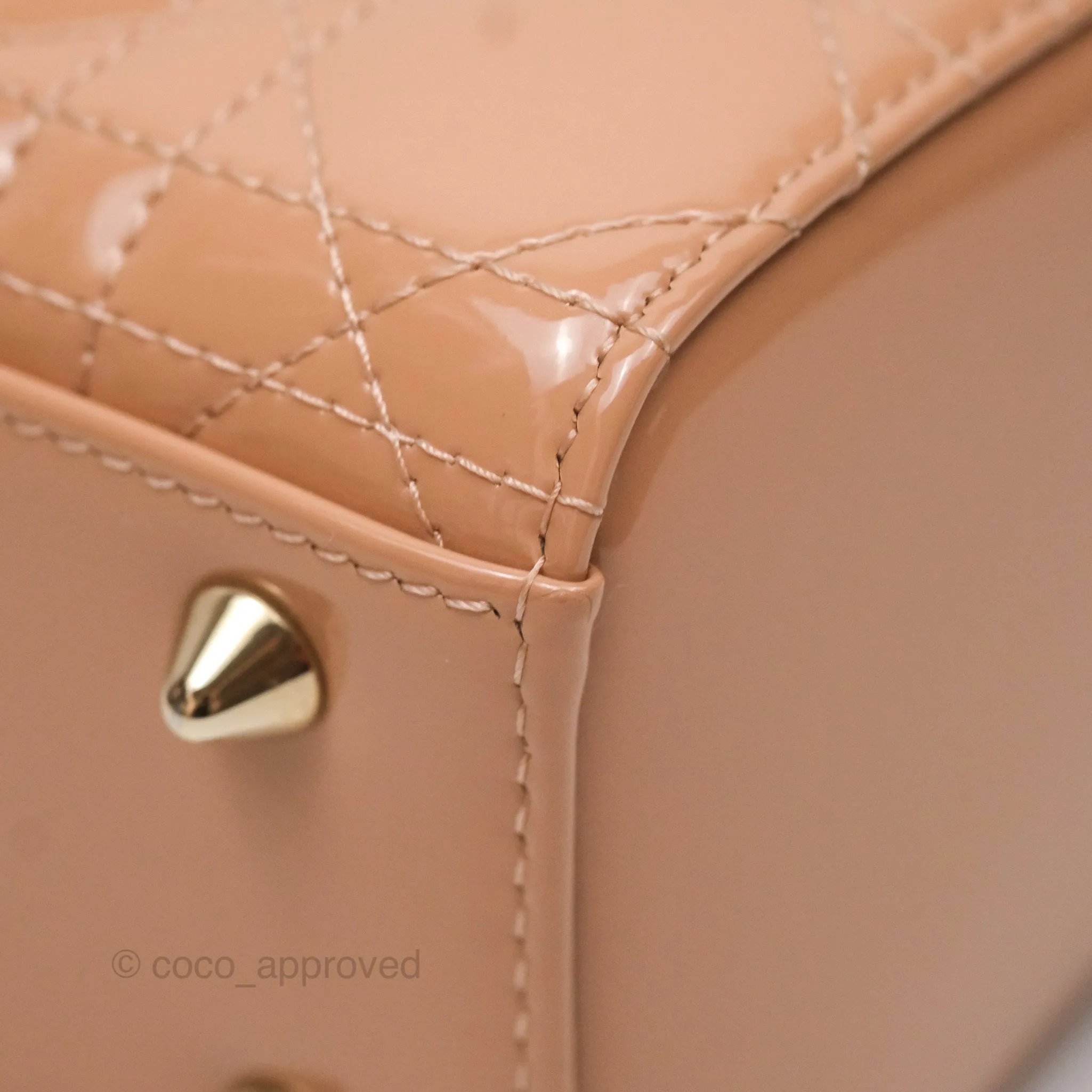 Christian Dior Small Lady Dior My ABCDior Beige Patent Gold Hardware