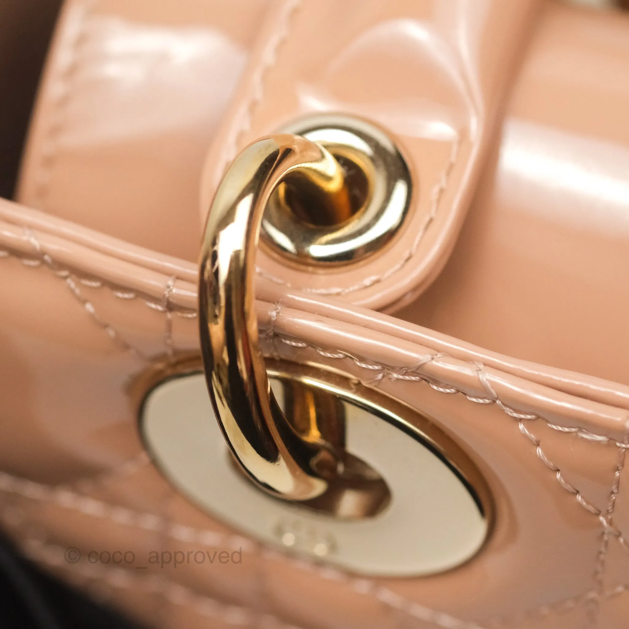 Christian Dior Small Lady Dior My ABCDior Beige Patent Gold Hardware