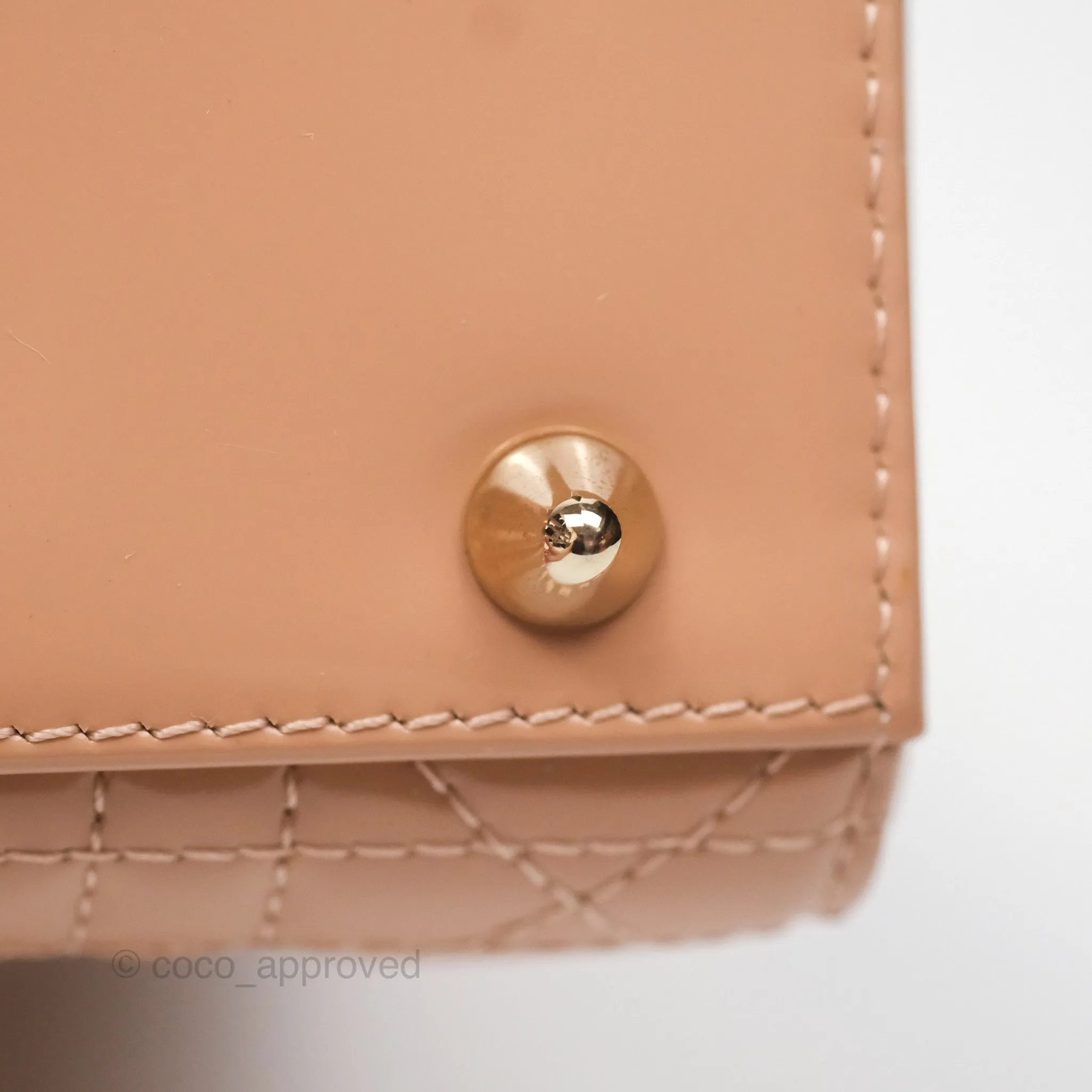 Christian Dior Small Lady Dior My ABCDior Beige Patent Gold Hardware