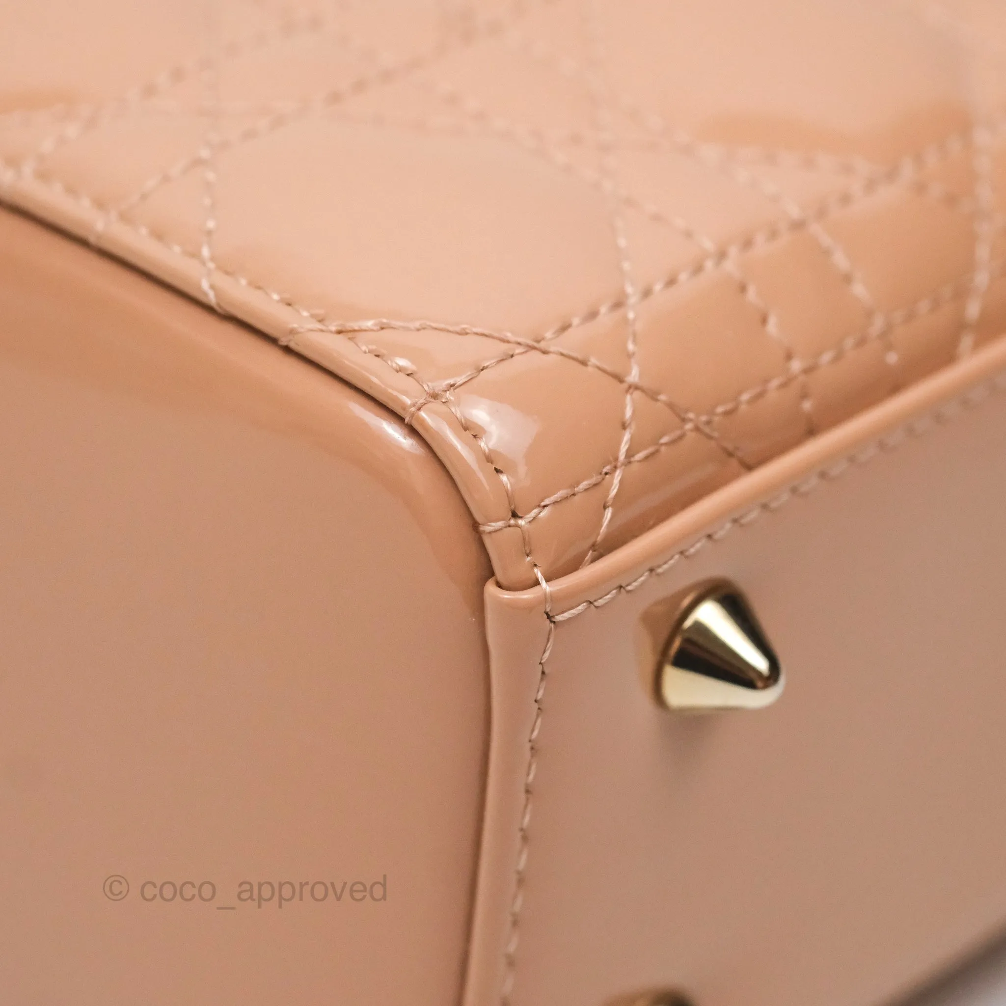 Christian Dior Small Lady Dior My ABCDior Beige Patent Gold Hardware