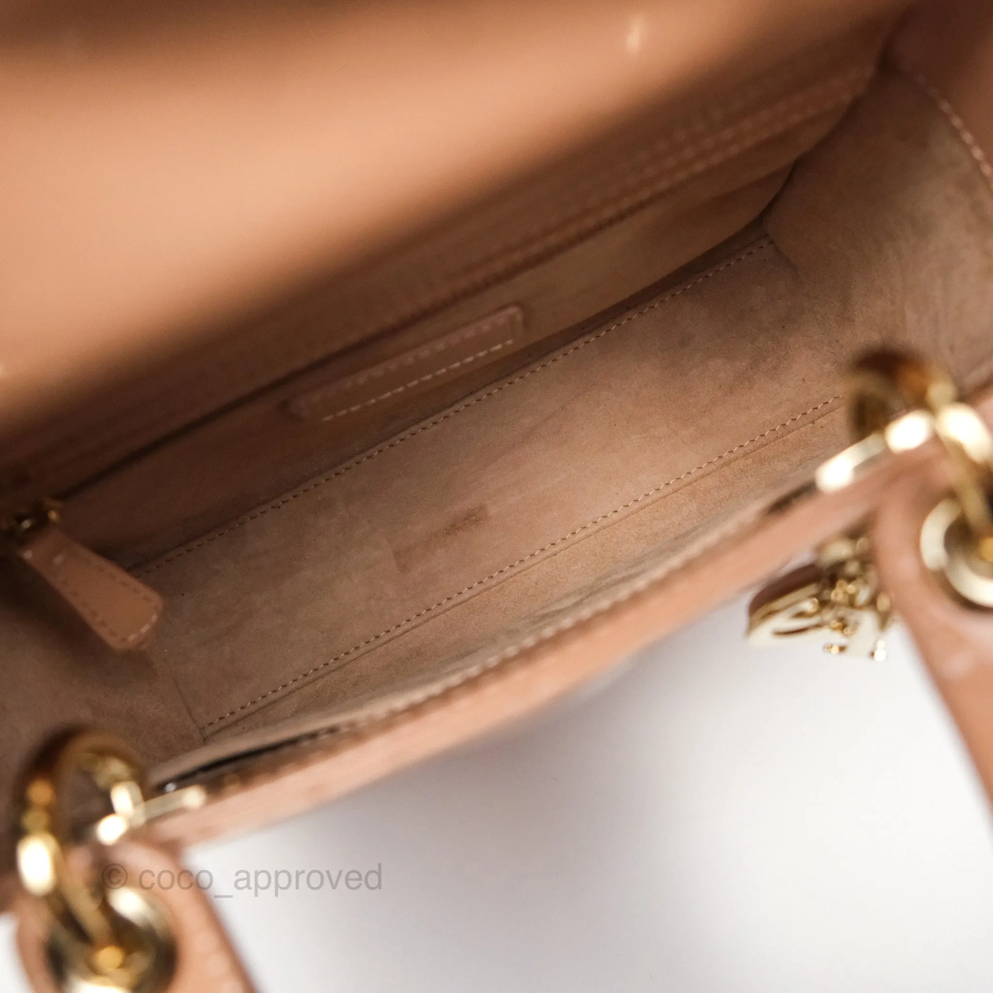 Christian Dior Small Lady Dior My ABCDior Beige Patent Gold Hardware