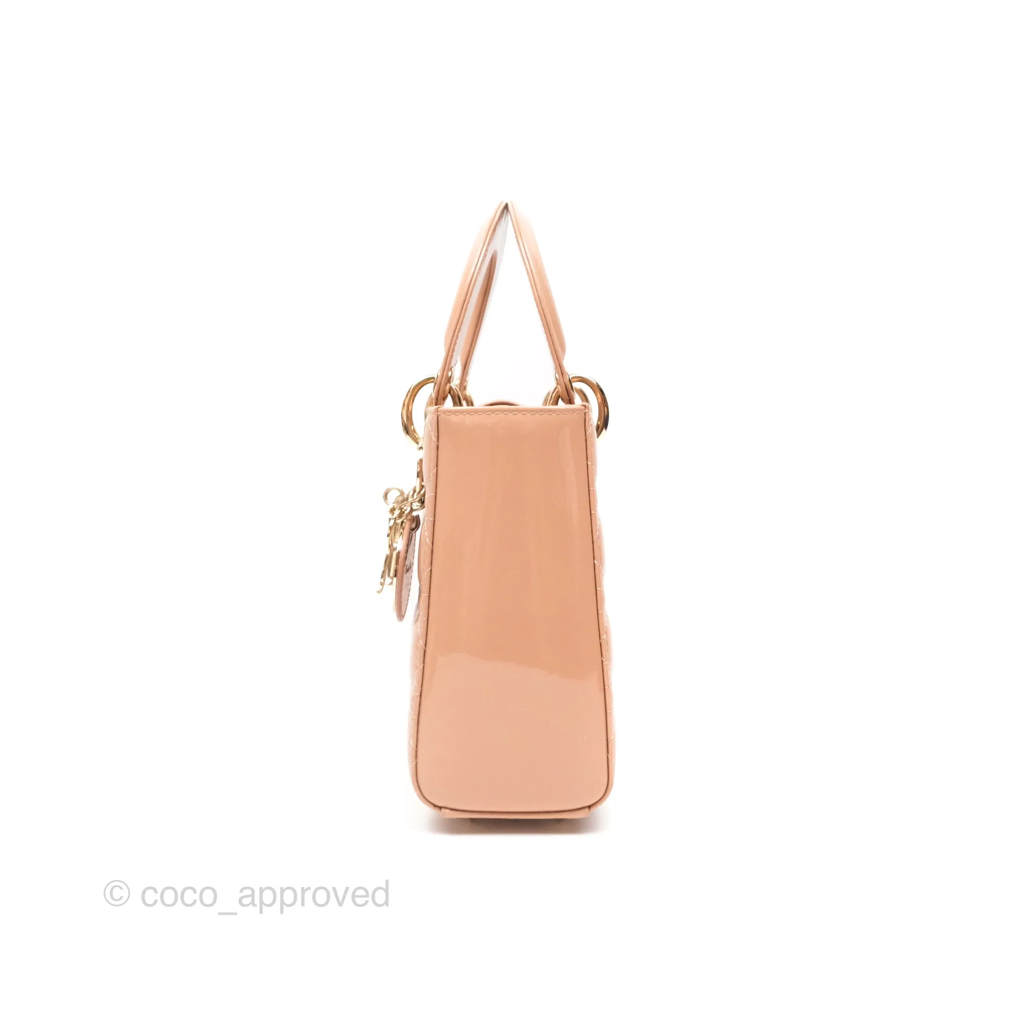 Christian Dior Small Lady Dior My ABCDior Beige Patent Gold Hardware