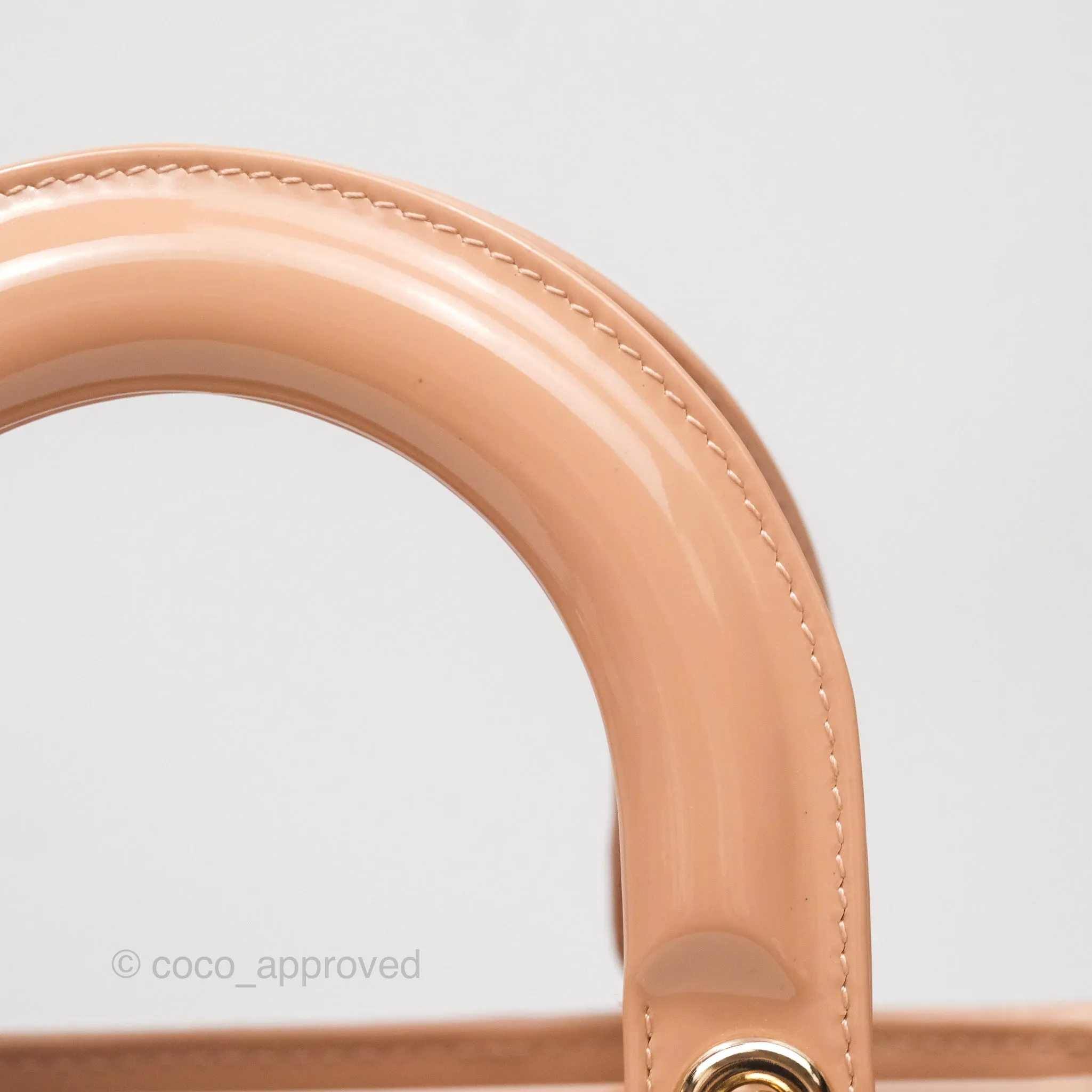Christian Dior Small Lady Dior My ABCDior Beige Patent Gold Hardware