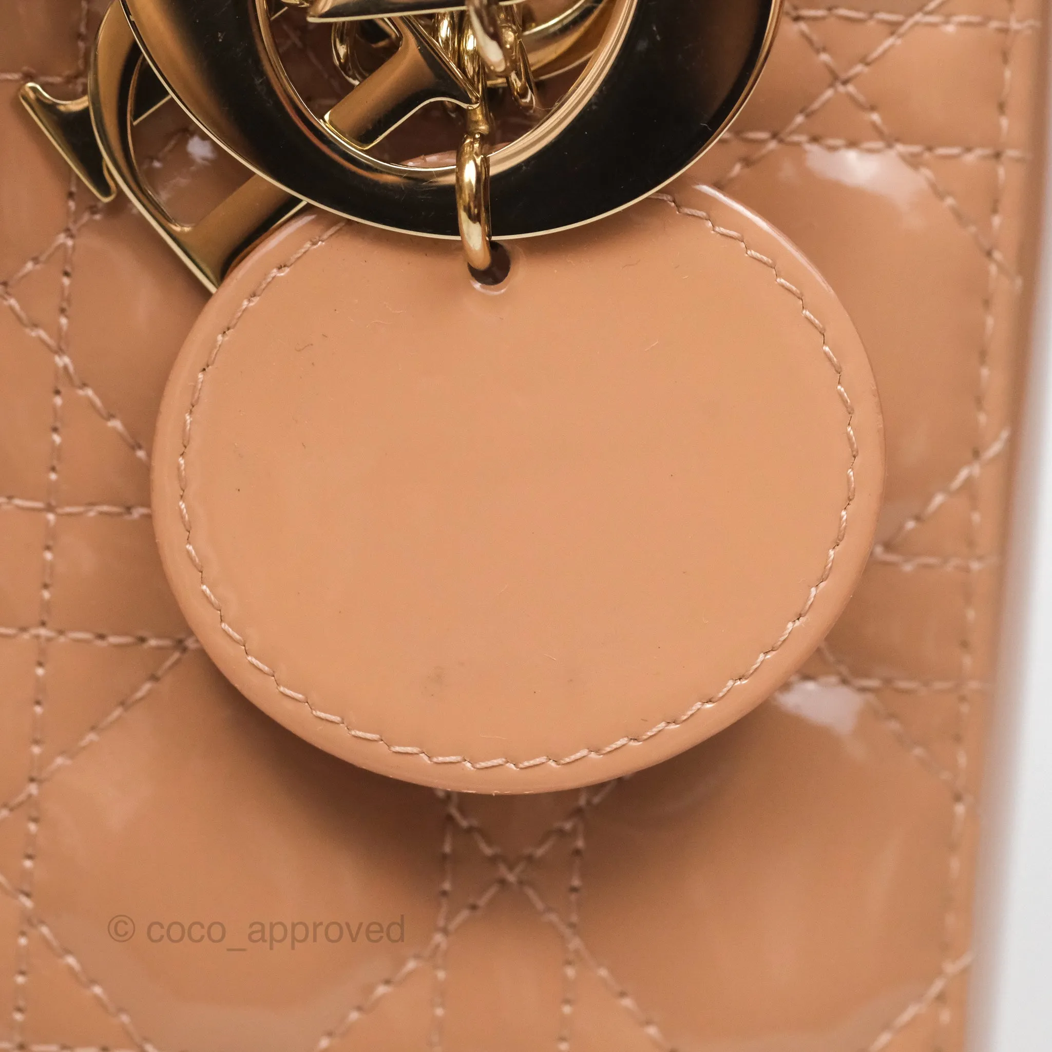 Christian Dior Small Lady Dior My ABCDior Beige Patent Gold Hardware
