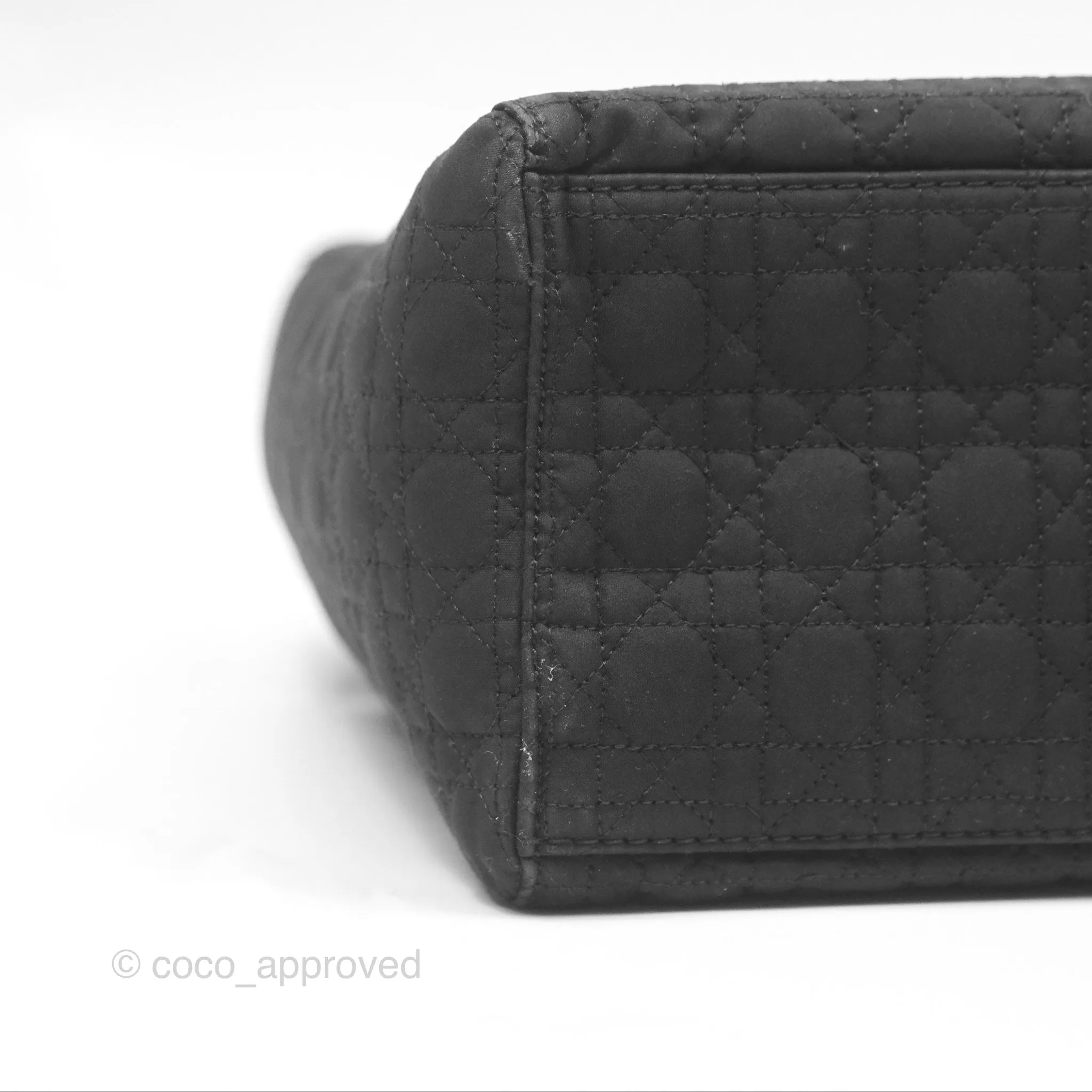 Christian Dior Vintage Medium Cannage Fabric Black Lady Dior Gold Hardware