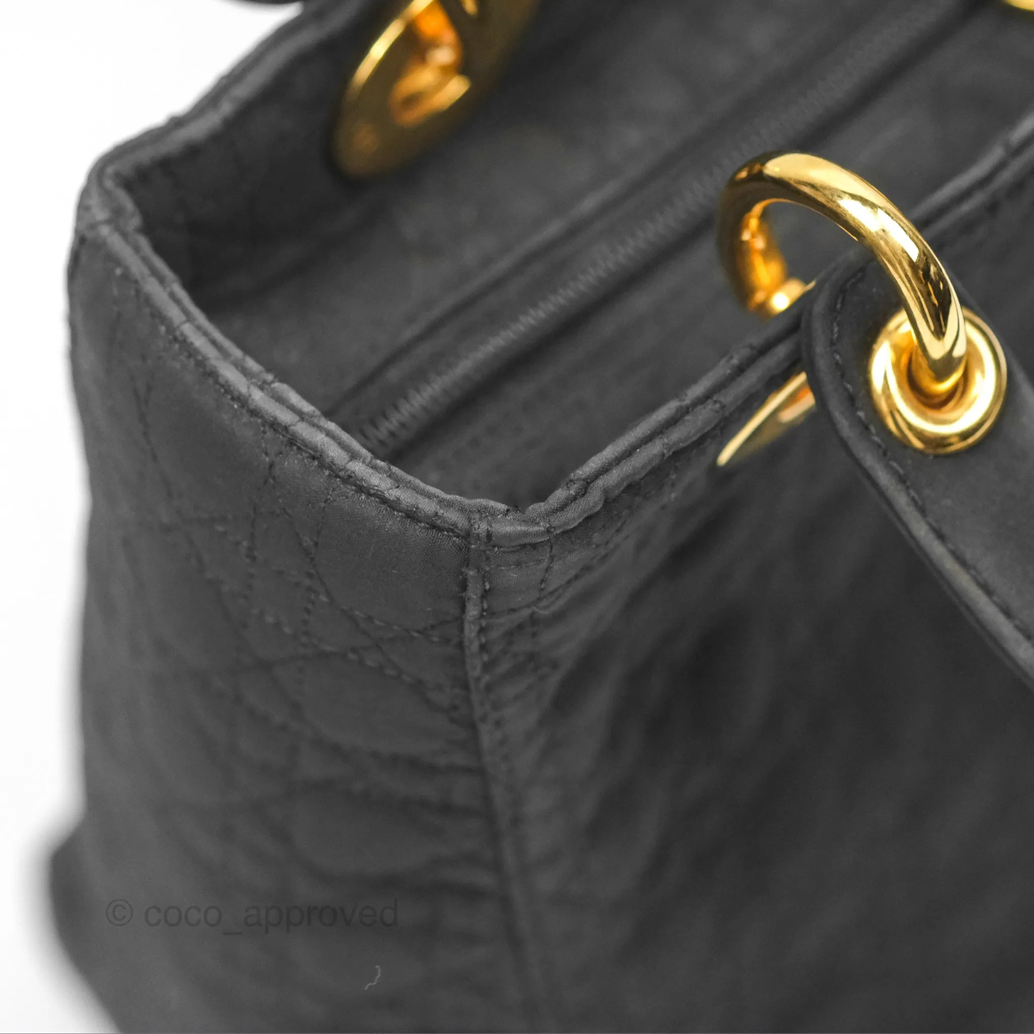 Christian Dior Vintage Medium Cannage Fabric Black Lady Dior Gold Hardware