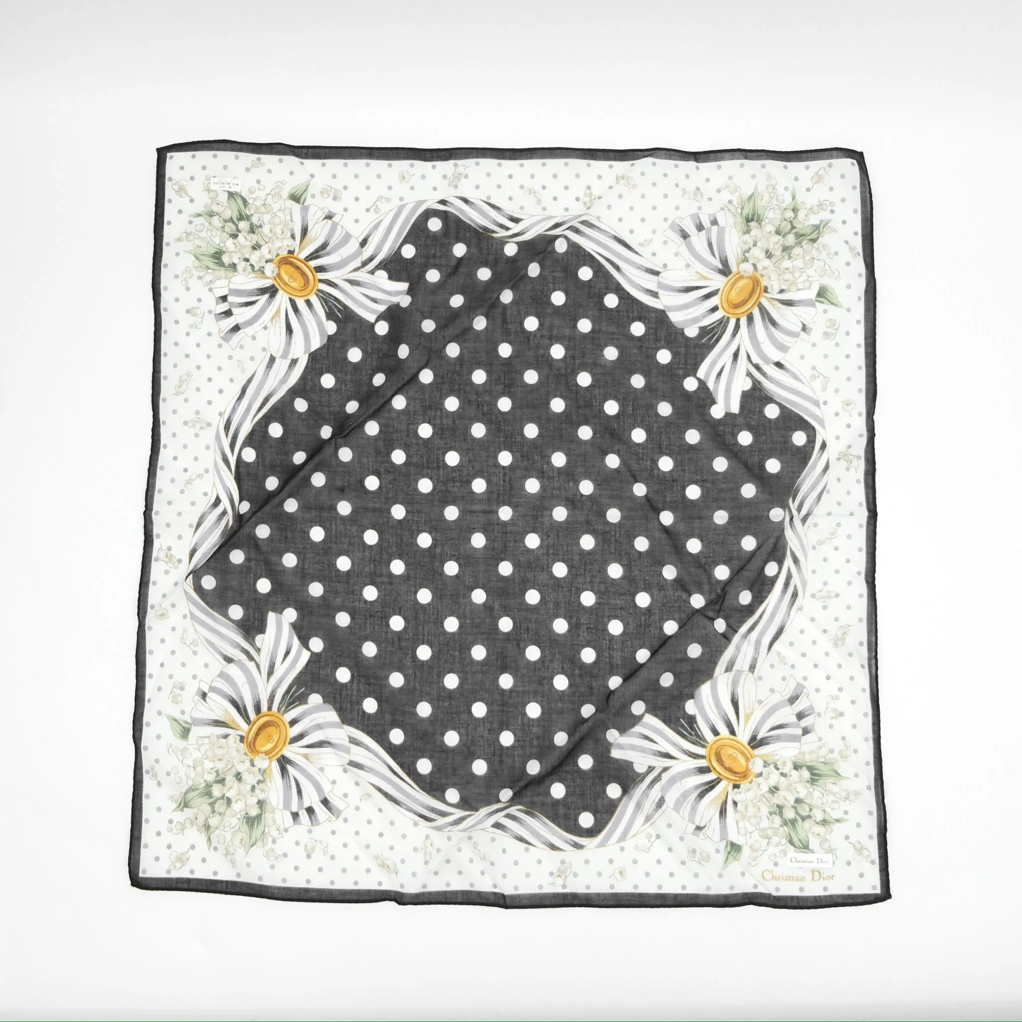 Christian Dior Vintage Scarf Black/ White Cotton