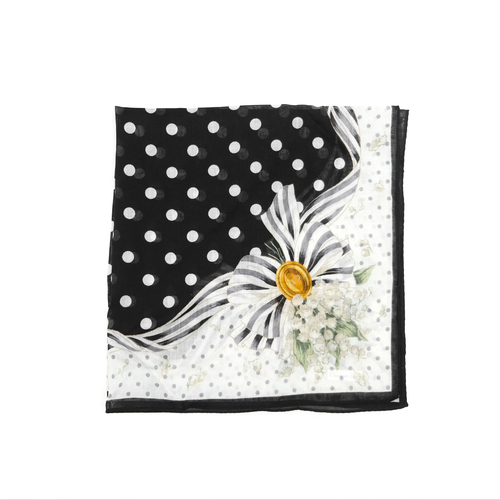 Christian Dior Vintage Scarf Black/ White Cotton