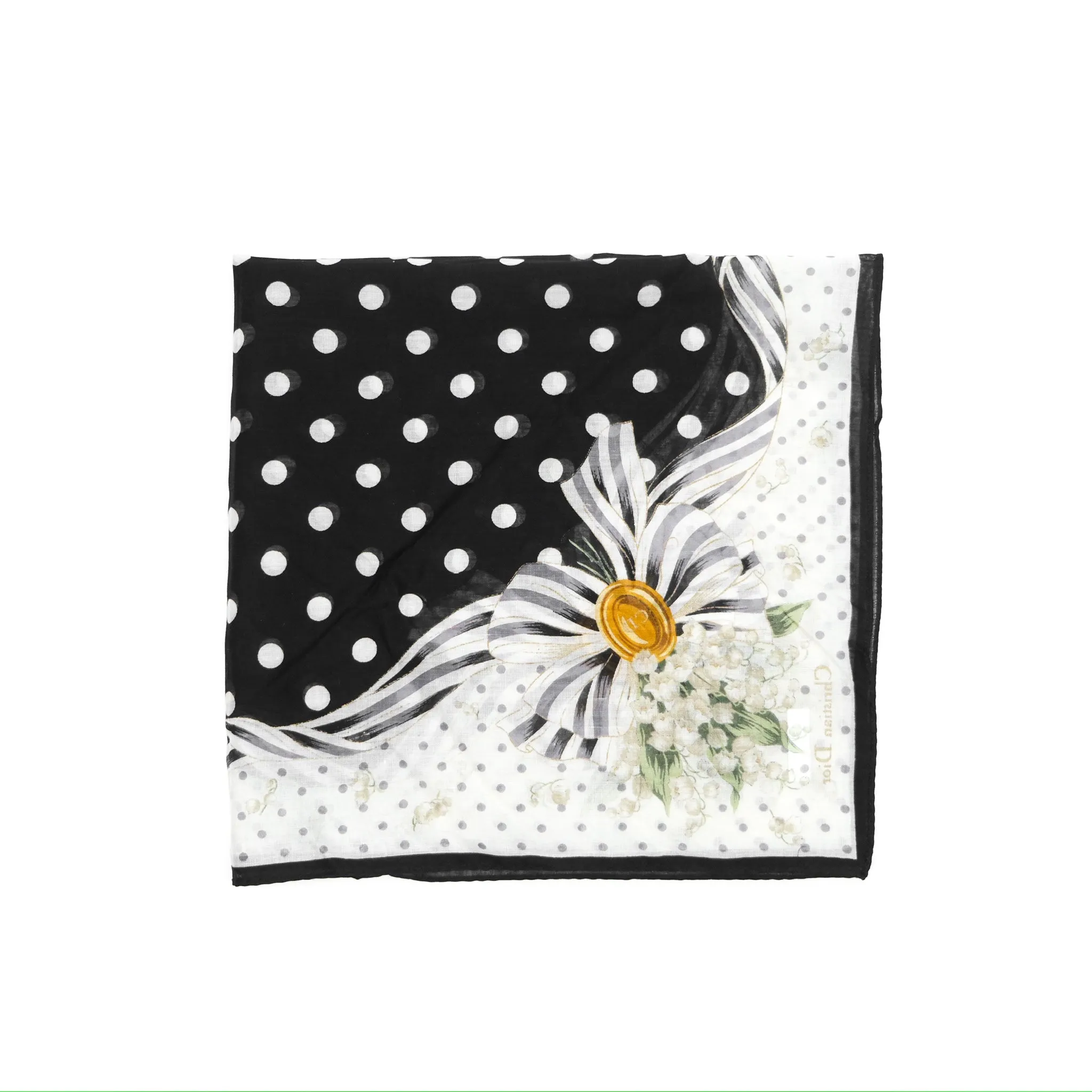 Christian Dior Vintage Scarf Black/ White Cotton