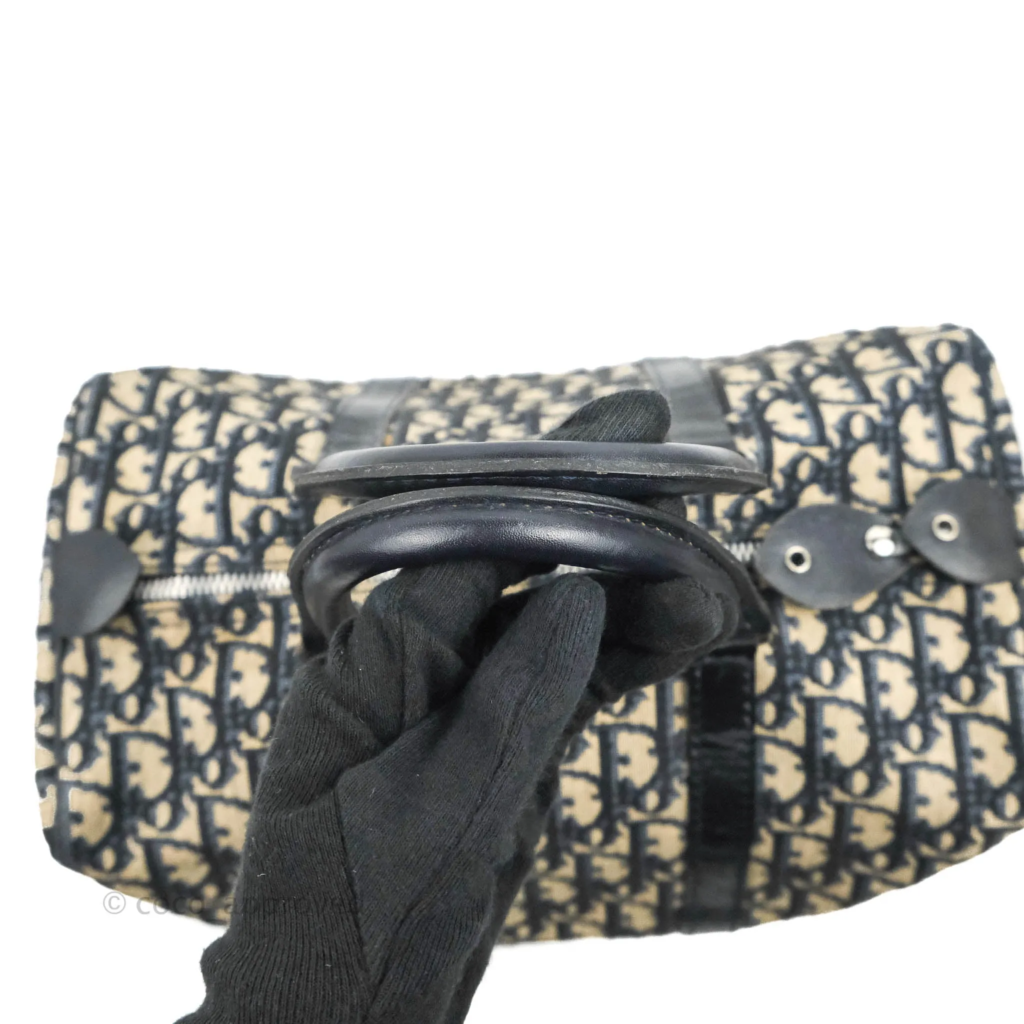 Christian Dior Vintage Trotter 30 Boston Bag Navy