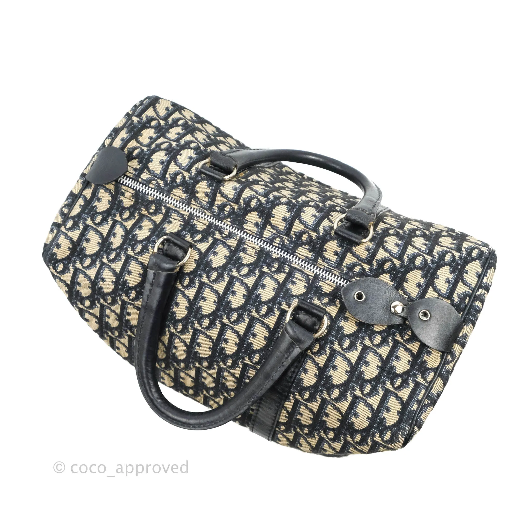 Christian Dior Vintage Trotter 30 Boston Bag Navy