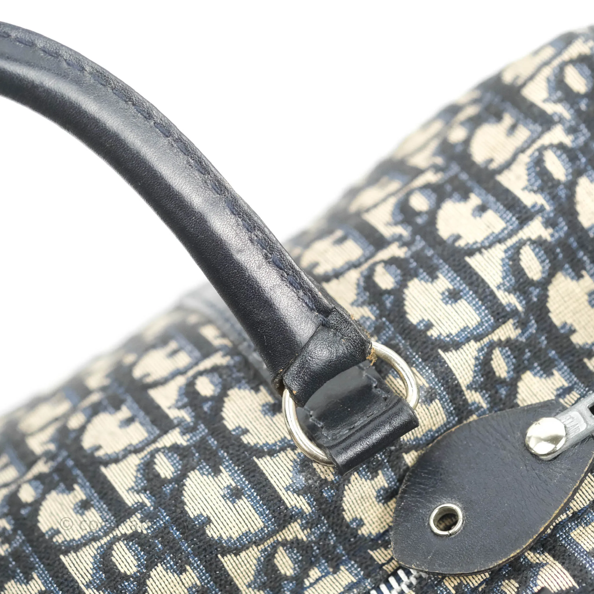 Christian Dior Vintage Trotter 30 Boston Bag Navy