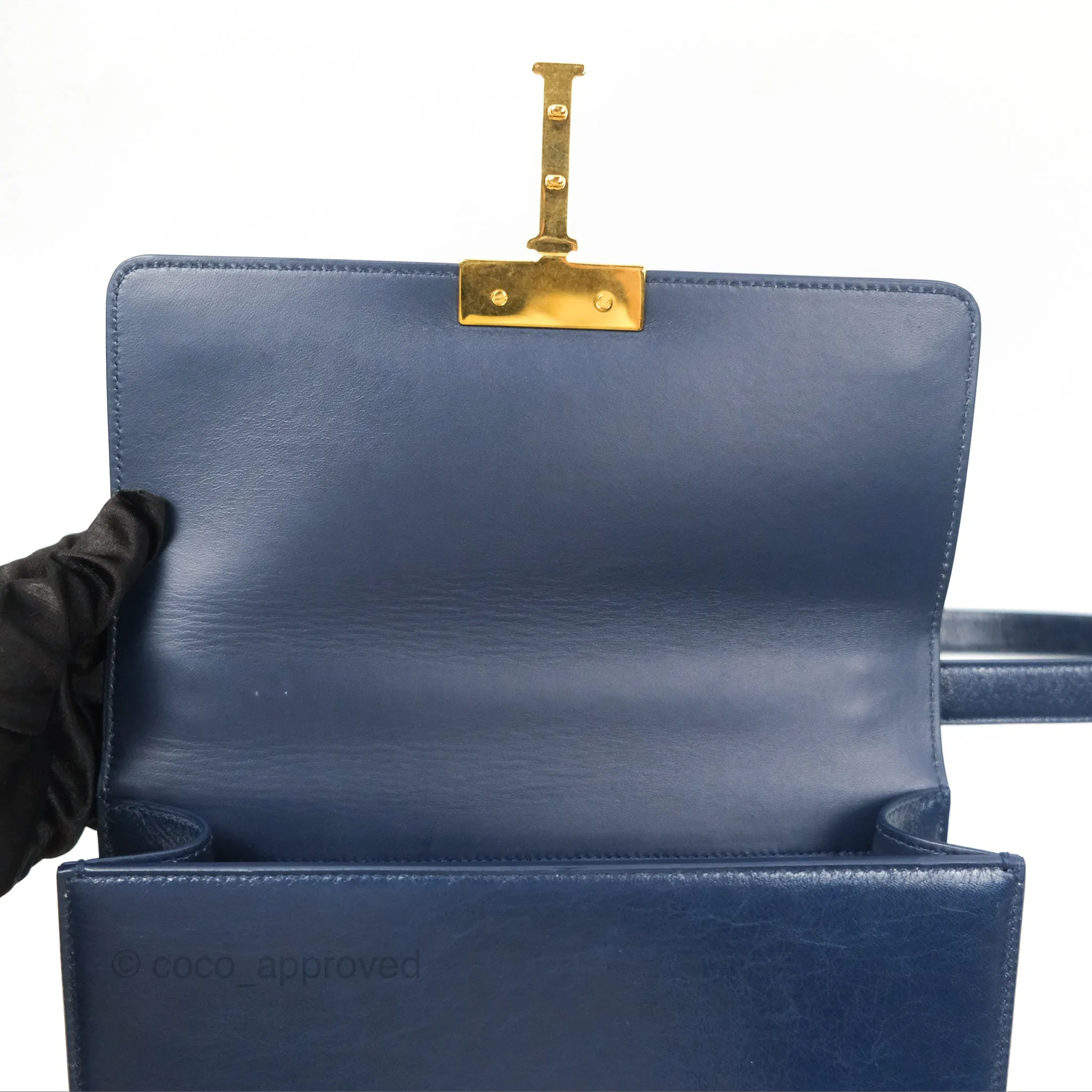 Dior 30 Montaigne Bag Navy Shiny Crinkled Lambskin