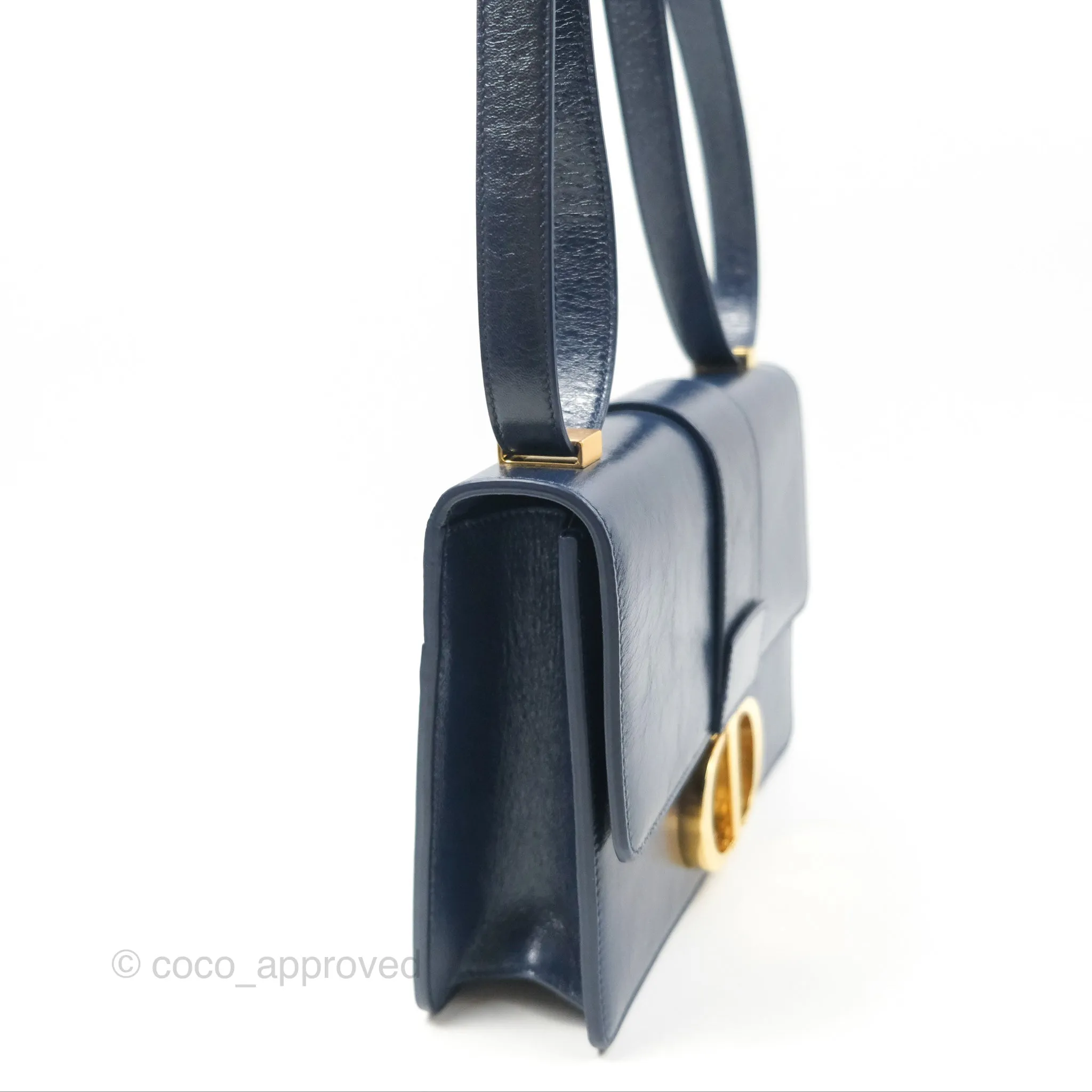 Dior 30 Montaigne Bag Navy Shiny Crinkled Lambskin