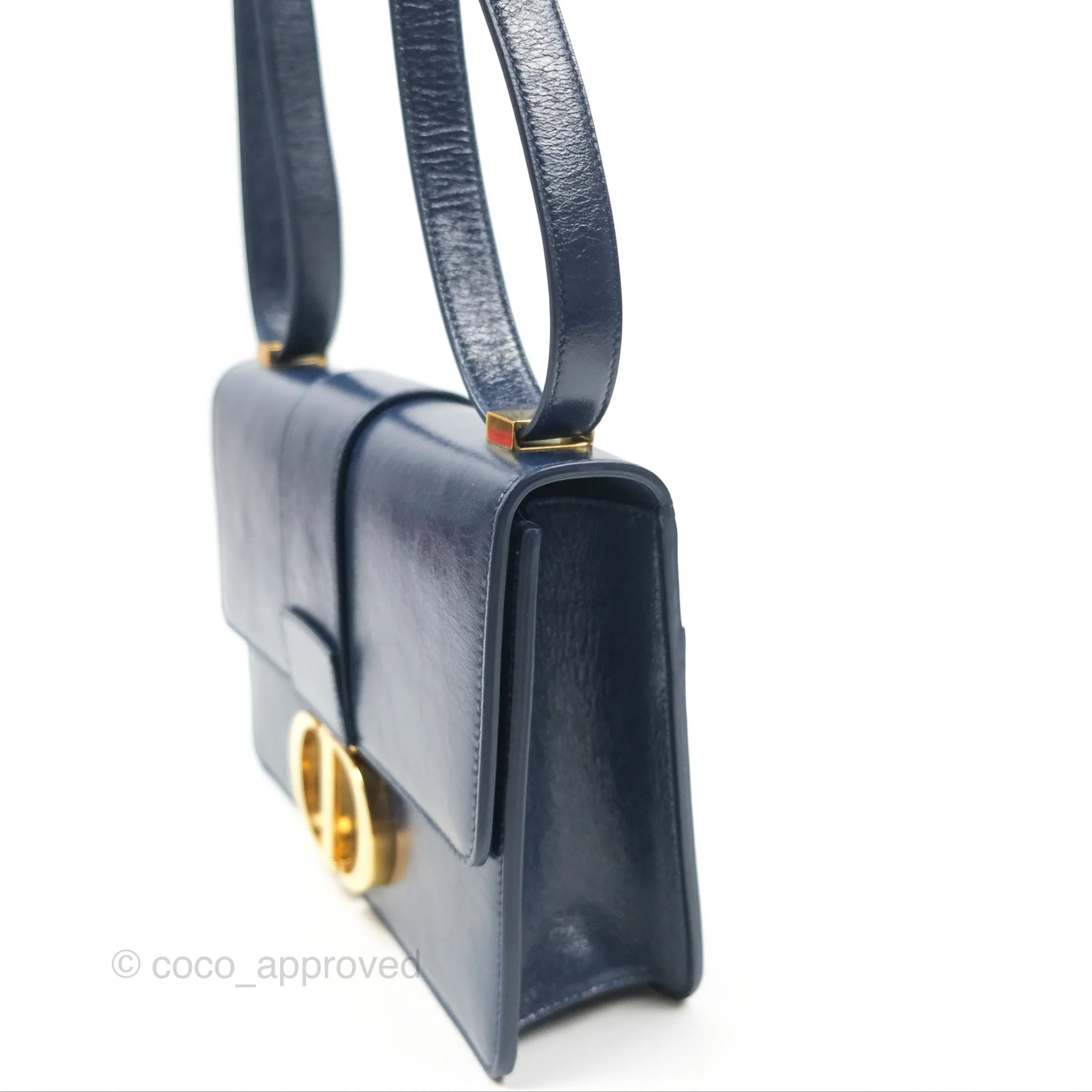 Dior 30 Montaigne Bag Navy Shiny Crinkled Lambskin