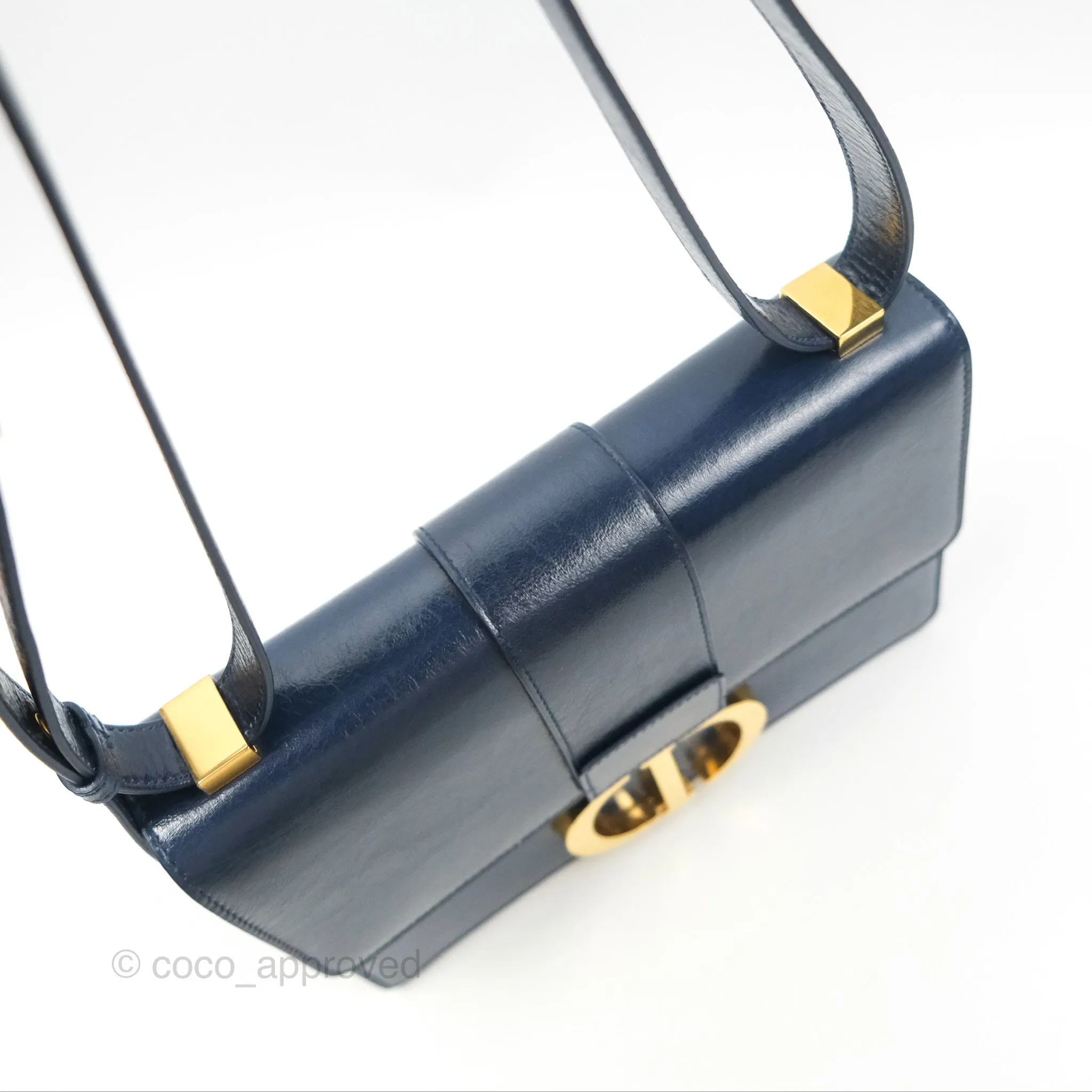 Dior 30 Montaigne Bag Navy Shiny Crinkled Lambskin
