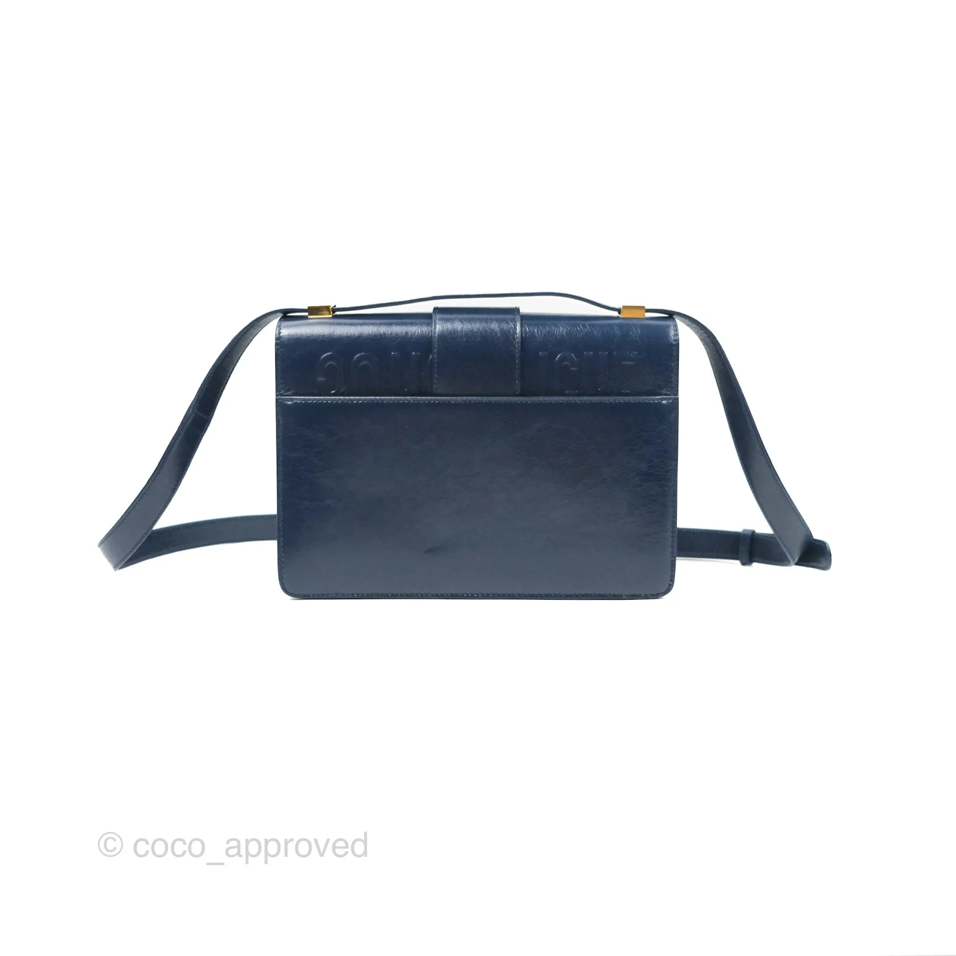 Dior 30 Montaigne Bag Navy Shiny Crinkled Lambskin