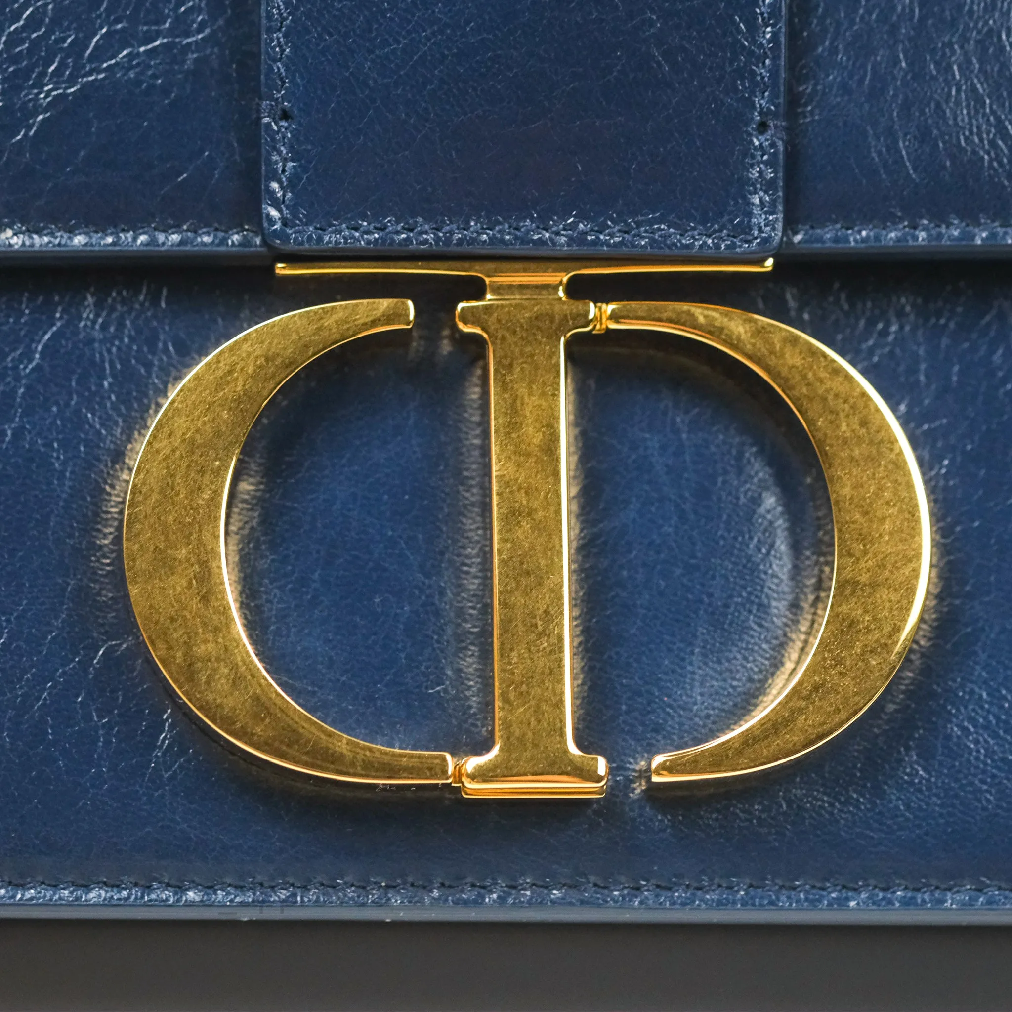Dior 30 Montaigne Bag Navy Shiny Crinkled Lambskin