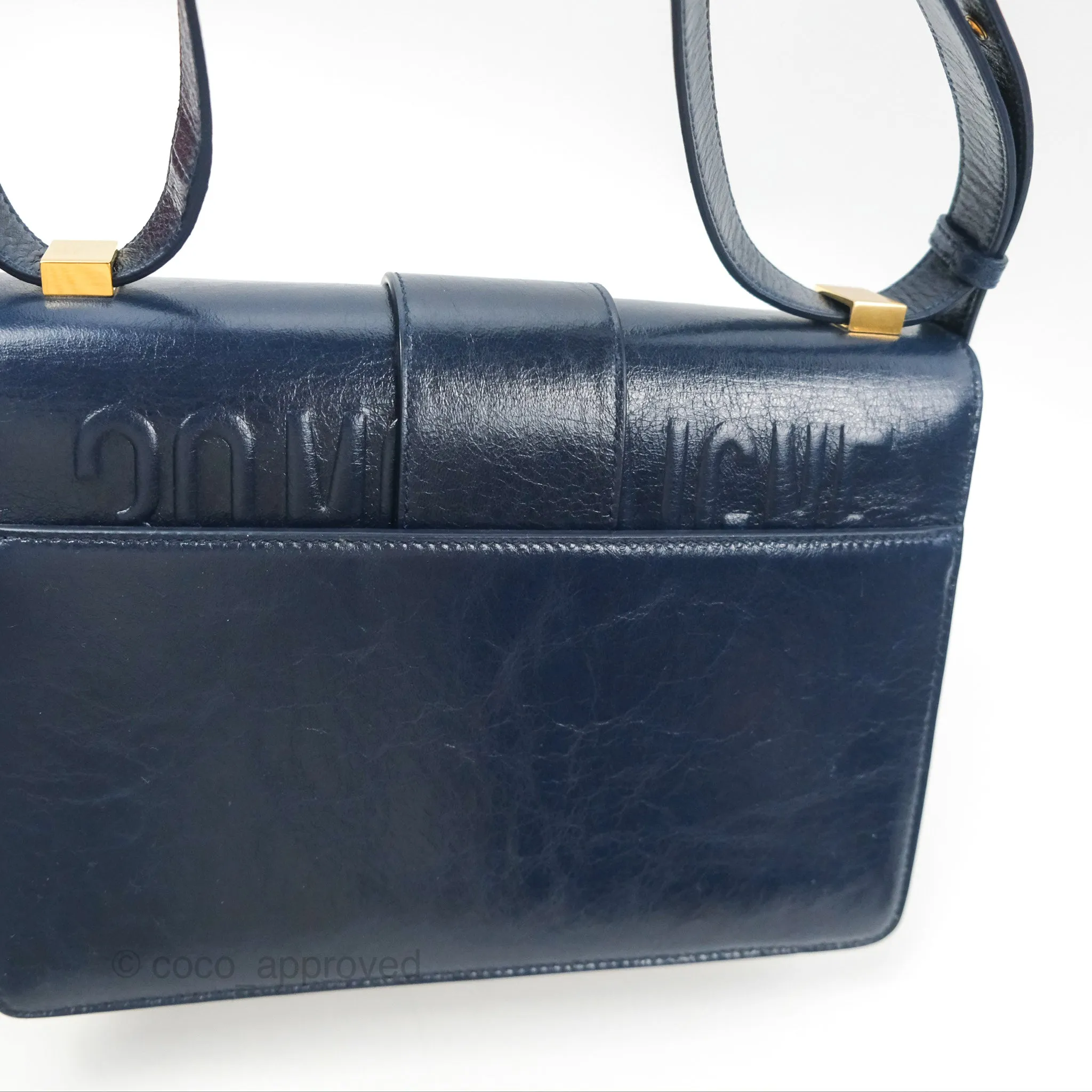 Dior 30 Montaigne Bag Navy Shiny Crinkled Lambskin